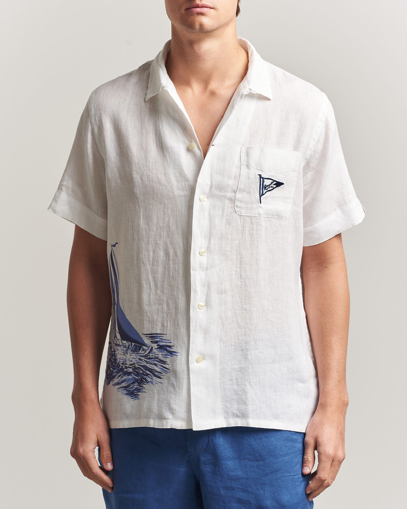 Herre | Skjorter | Polo Ralph Lauren | Linen Camp Shirt Vintage Nautical Sail