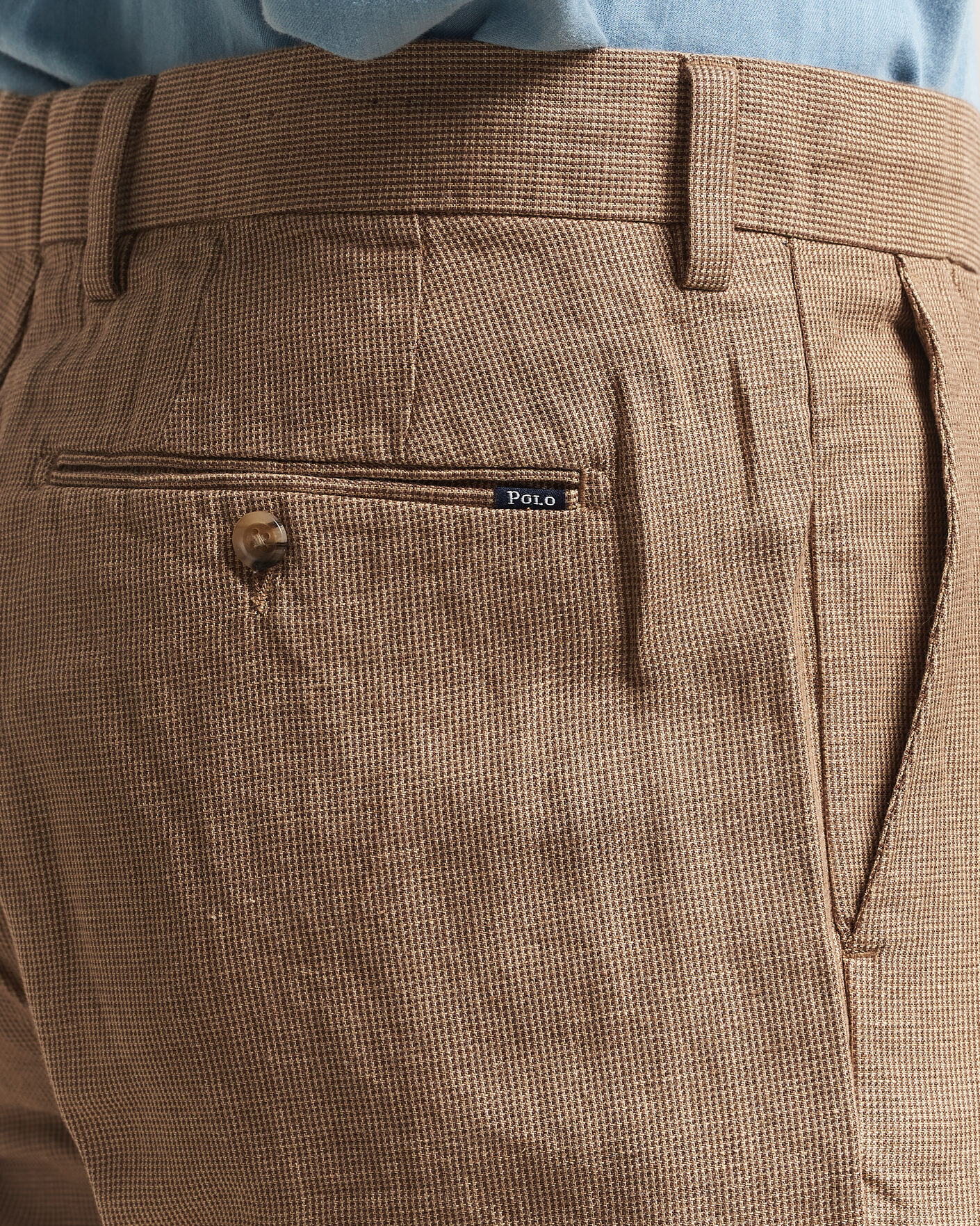 Herre | Bukser | Polo Ralph Lauren | Cotton/Linen Houndstooth Pants Vintage Khaki