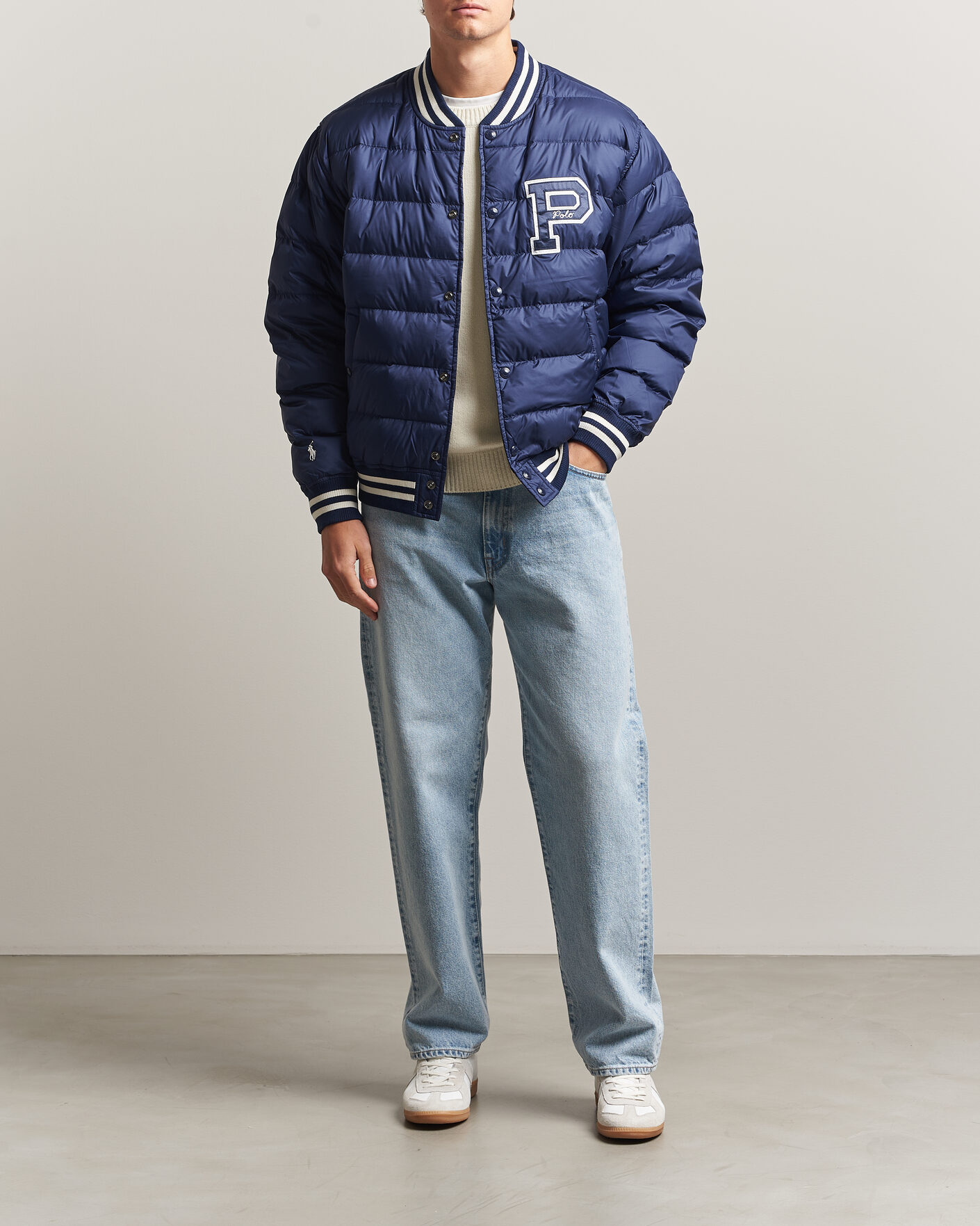 Herre | Jakker | Polo Ralph Lauren | Quilted Letterman Jacket Newport Navy