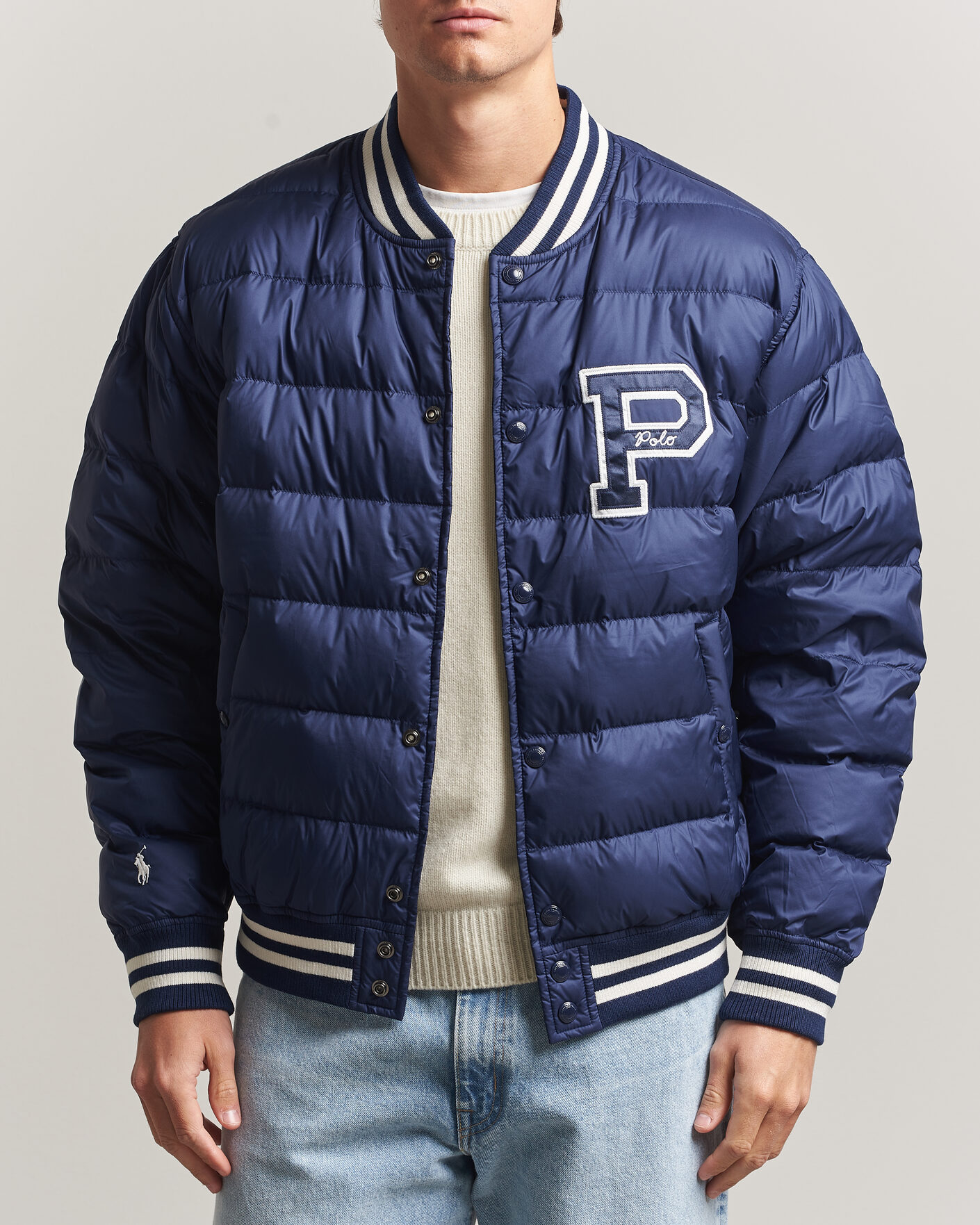 Herre | Jakker | Polo Ralph Lauren | Quilted Letterman Jacket Newport Navy
