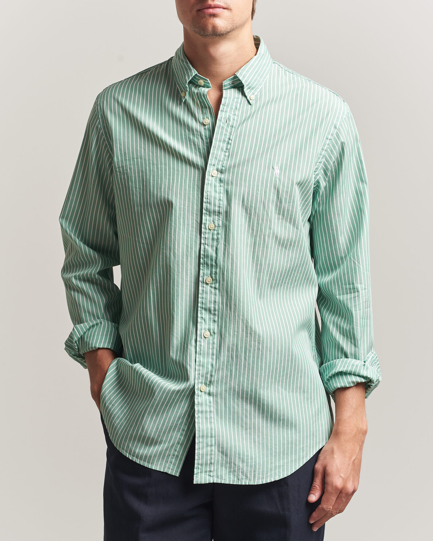 Herre | Skjorter | Polo Ralph Lauren | Custom Fit Stripe Poplin Shirt Faded Mint