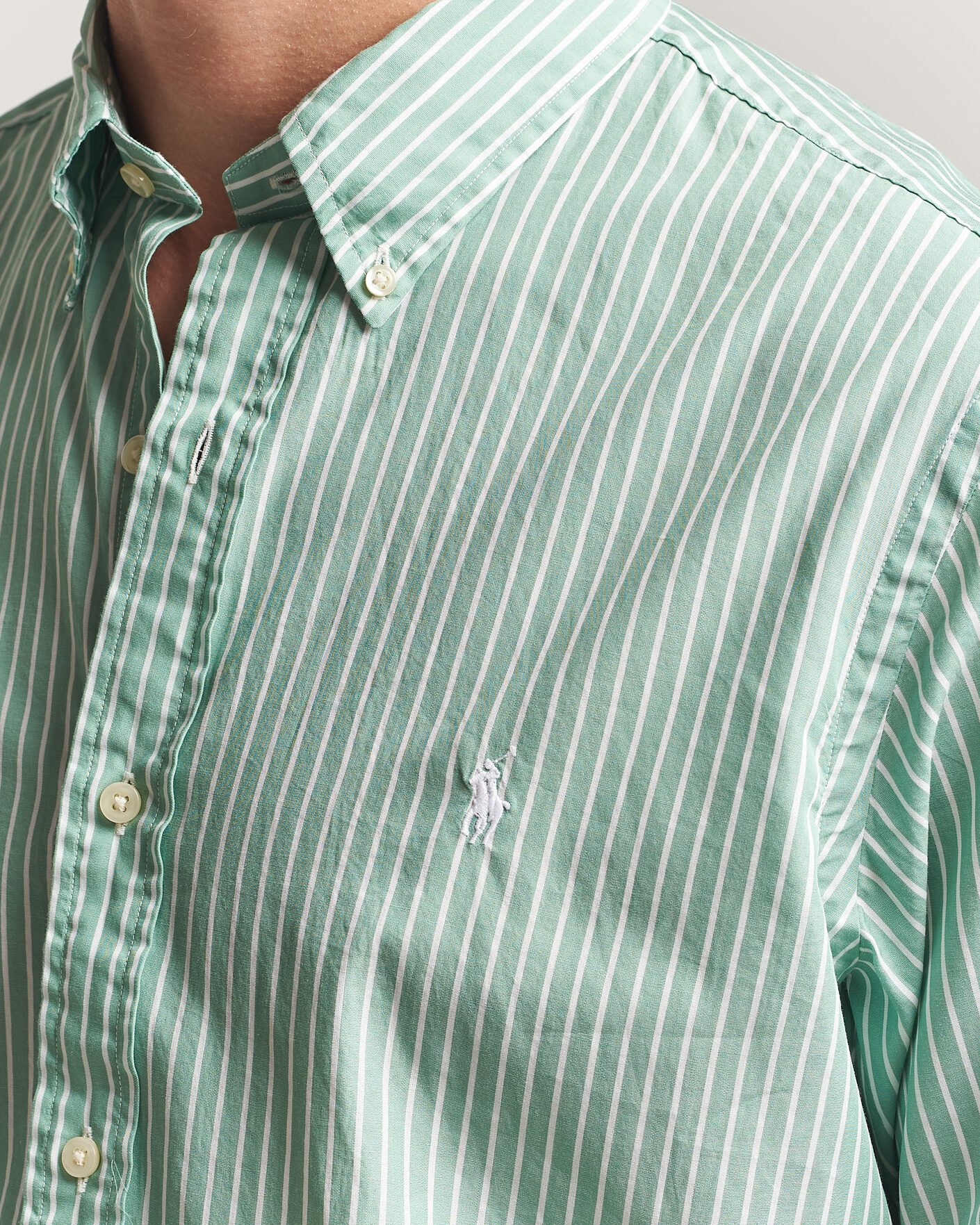 Herre | Skjorter | Polo Ralph Lauren | Custom Fit Stripe Poplin Shirt Faded Mint