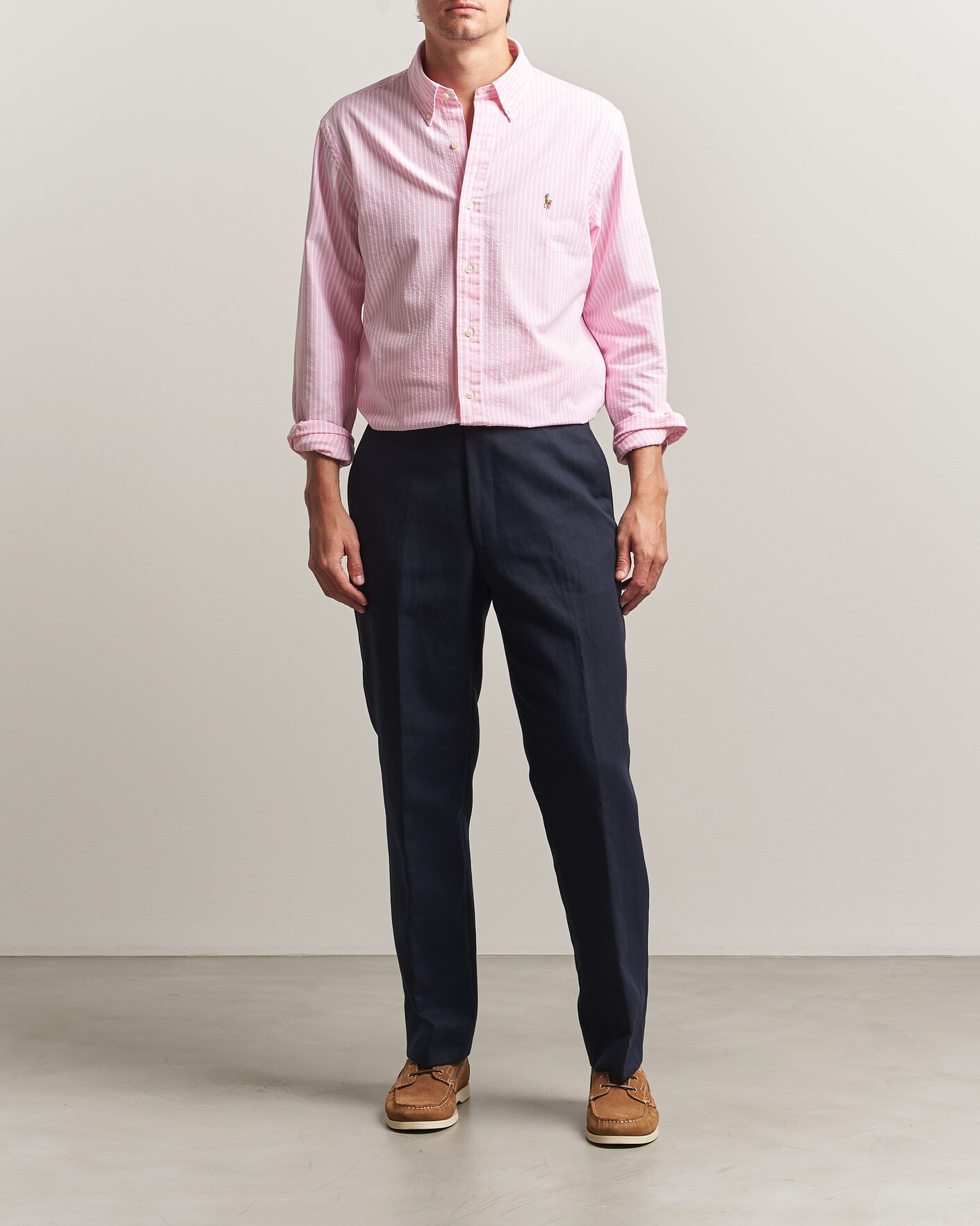 Herre | Skjorter | Polo Ralph Lauren | Custom Fit Seersucker/Oxford Stripe Shirt New Rose