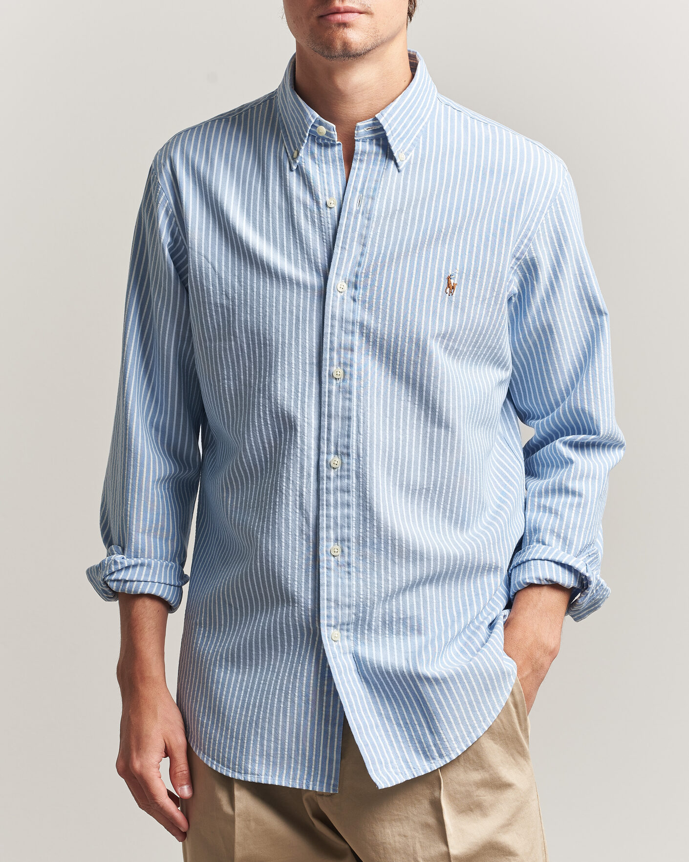 Herre | Skjorter | Polo Ralph Lauren | Custom Fit Seersucker/Oxford Stripe Shirt Blue