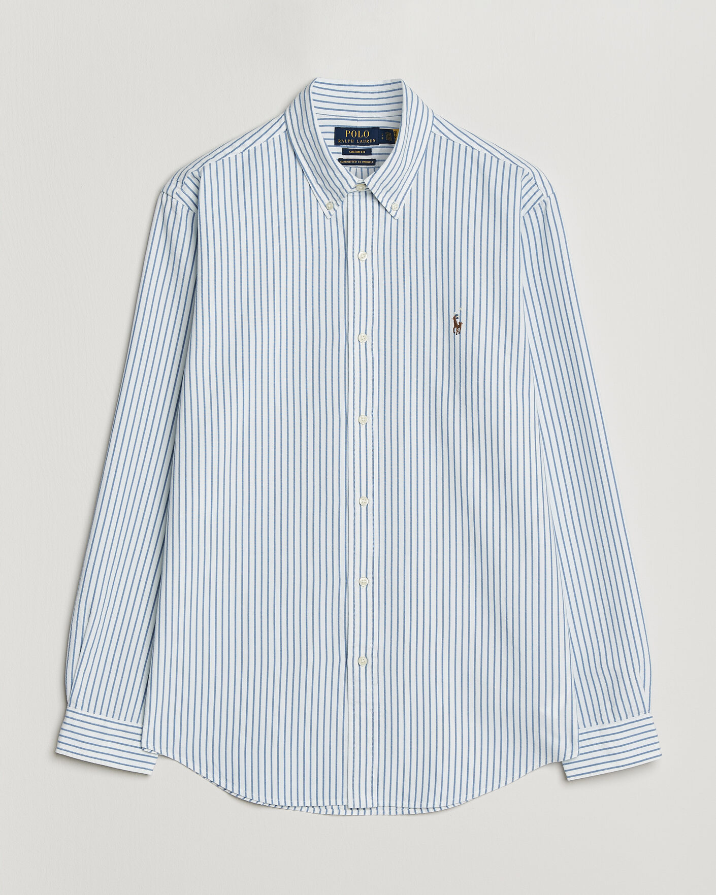 Herre | Skjorter | Polo Ralph Lauren | Custom Fit Seersucker/Oxford Stripe Shirt White/Blue