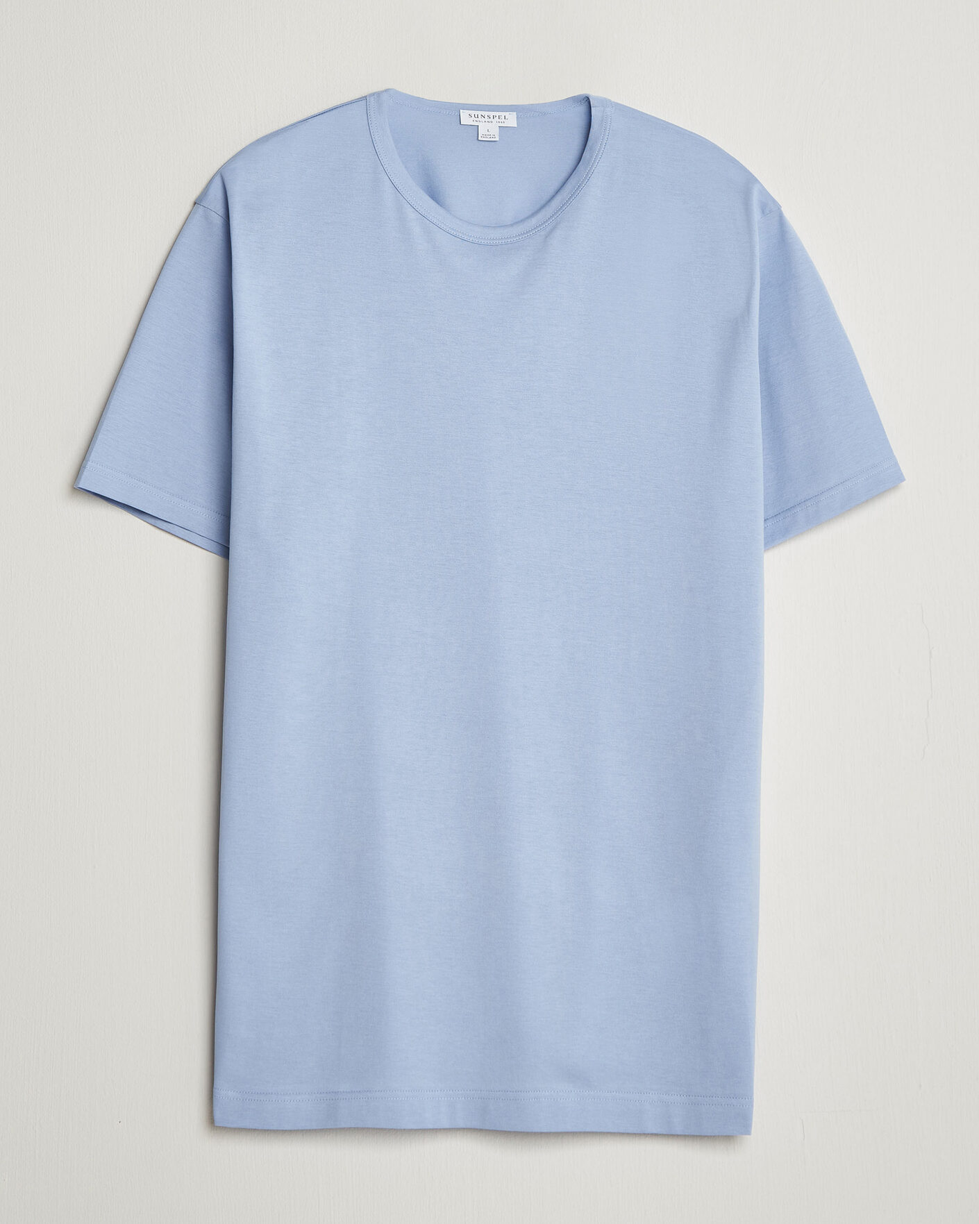 Herre | T-Shirts | Sunspel | Crew Neck Q82 Cotton T-Shirt Sky Blue