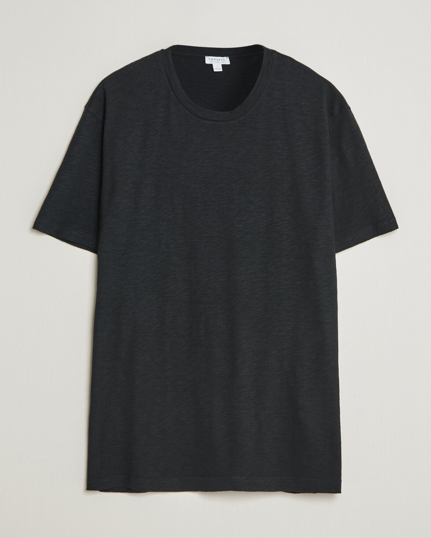 Herre | T-Shirts | Sunspel | Pima Cotton/Linen T-Shirt Black
