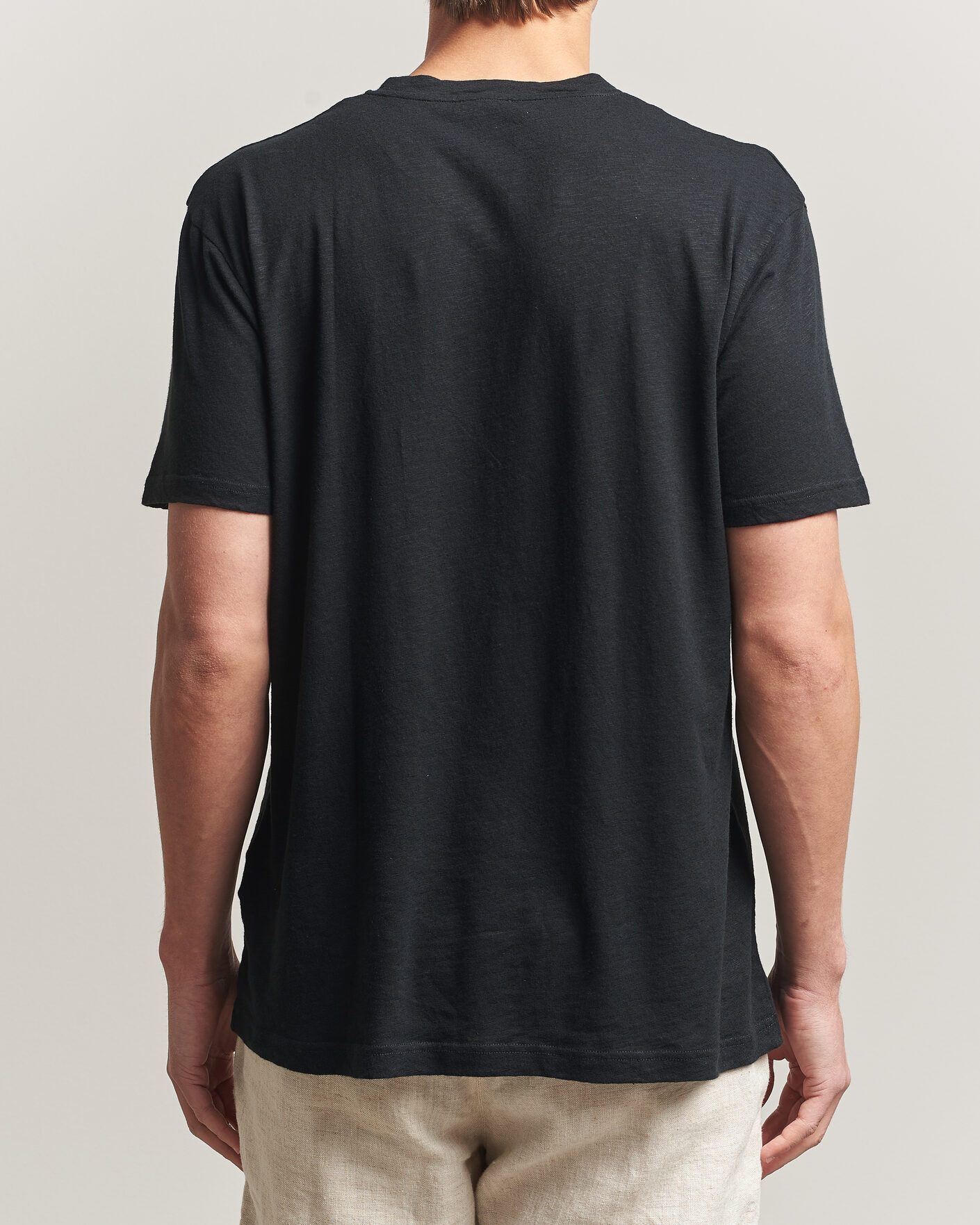 Herre | T-Shirts | Sunspel | Pima Cotton/Linen T-Shirt Black