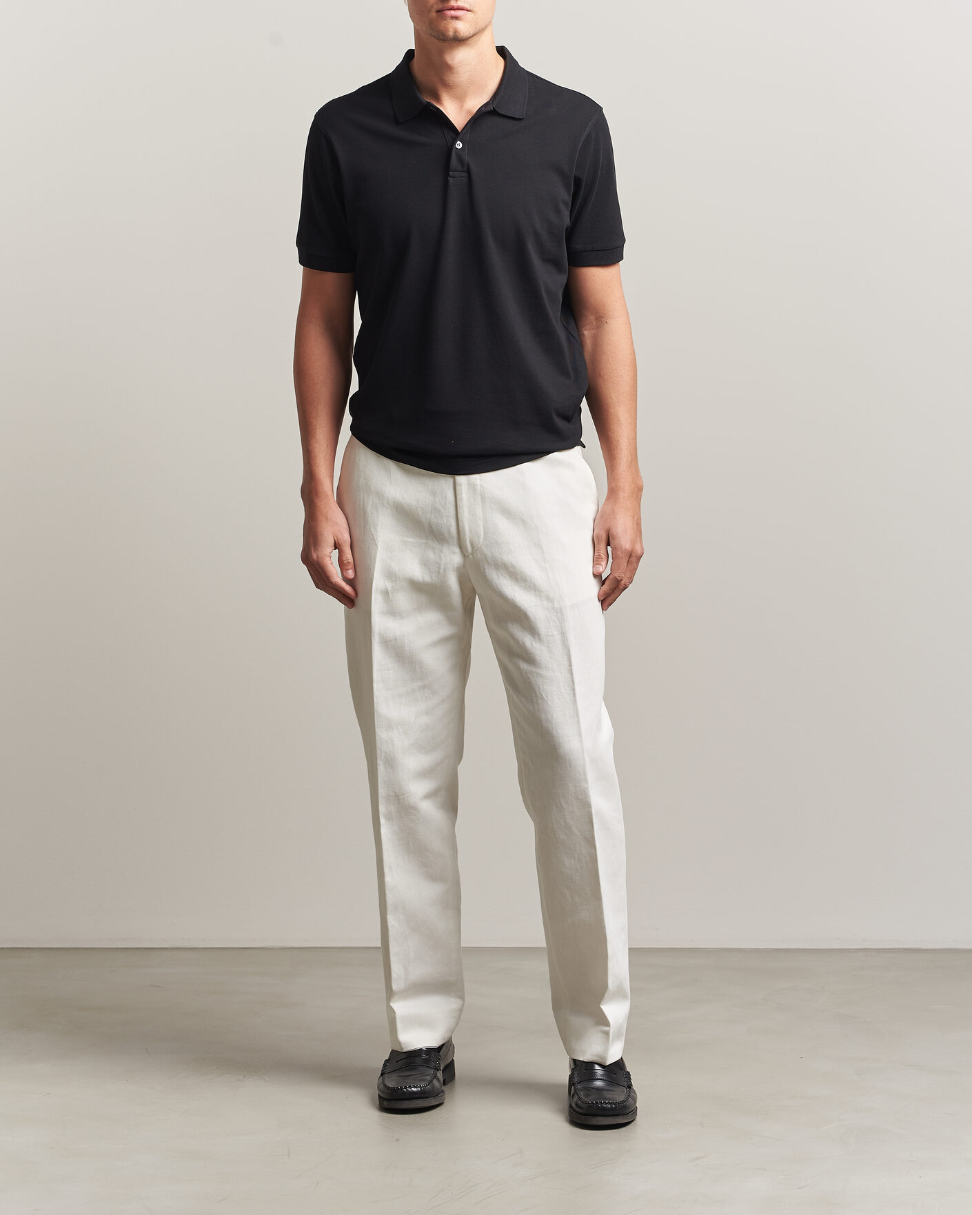 Herre | Pikéer | Sunspel | Short Sleeve Pique Polo Black