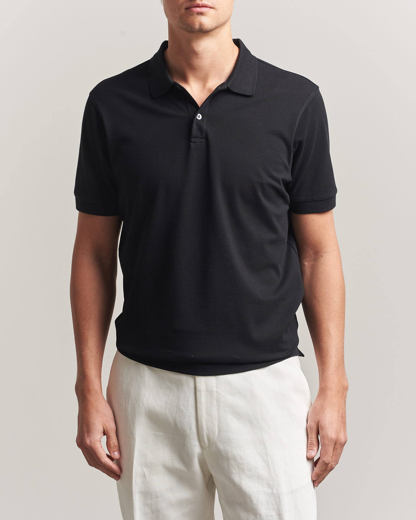 Herre | Pikéer | Sunspel | Short Sleeve Pique Polo Black