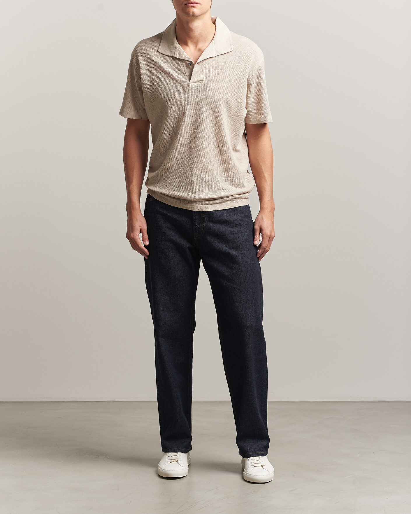 Herre | Pikéer | Sunspel | Linen Pique Polo Hazelwood