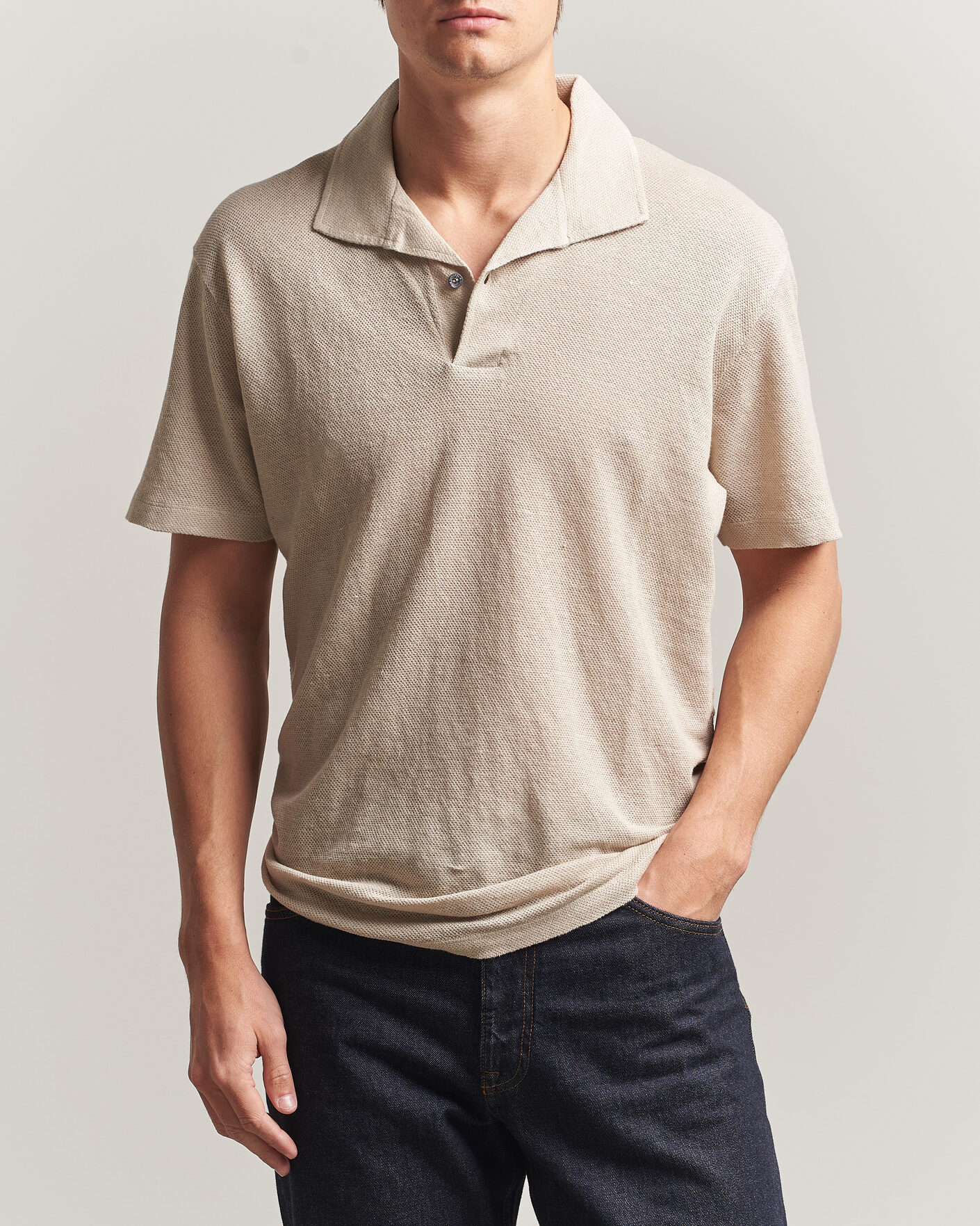 Herre | Pikéer | Sunspel | Linen Pique Polo Hazelwood