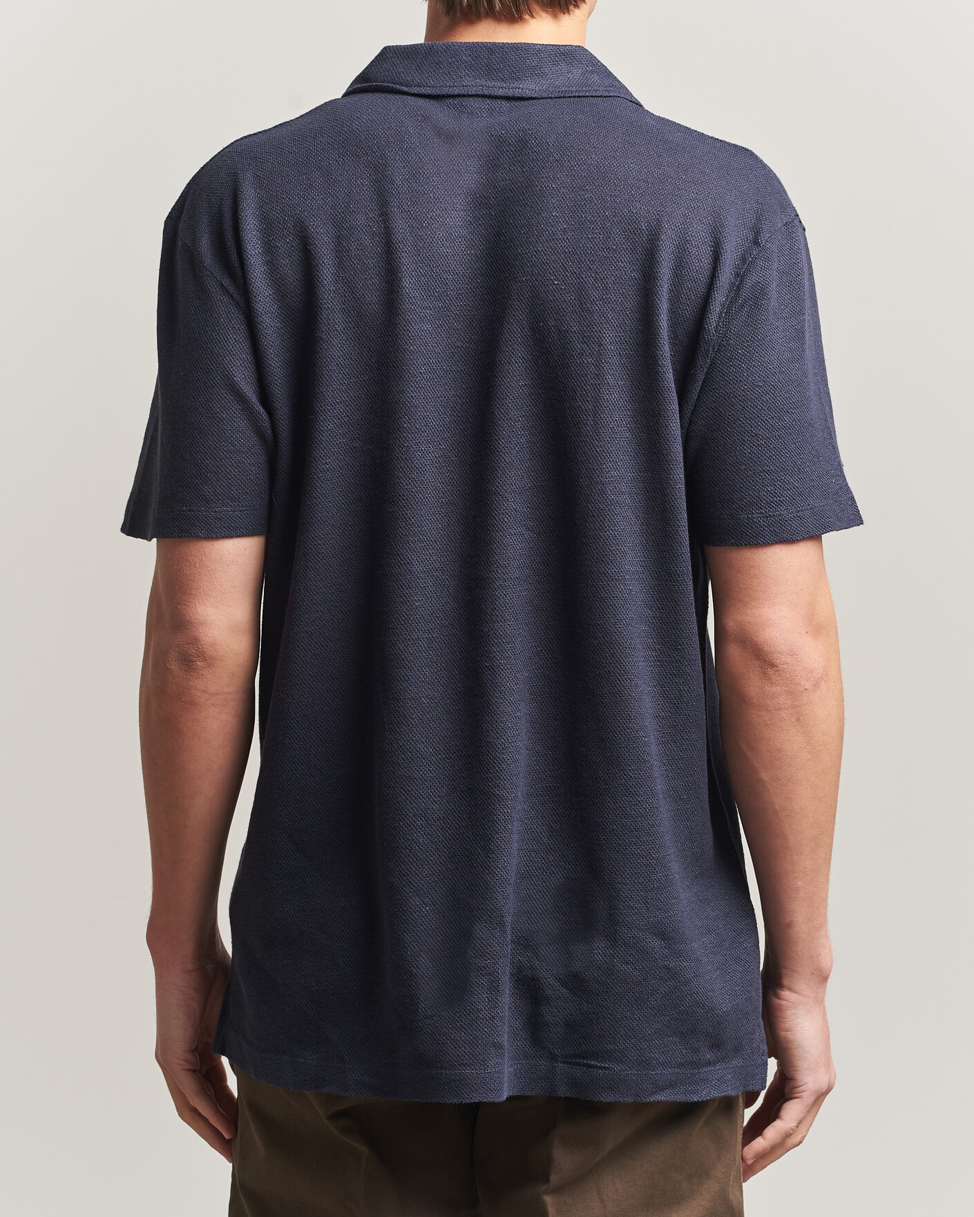 Herre | Pikéer | Sunspel | Cotton/Linen Pique Polo Navy