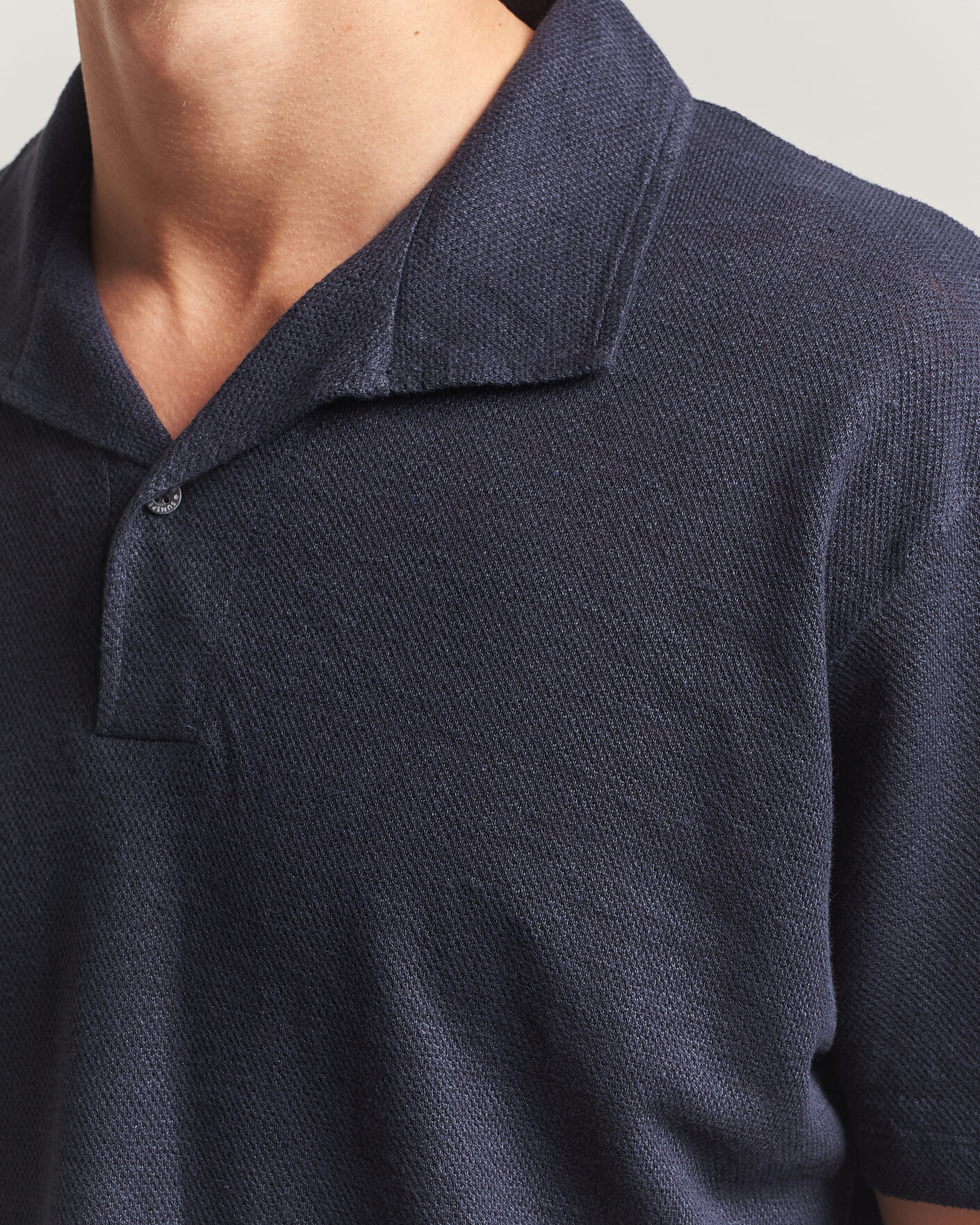 Herre | Pikéer | Sunspel | Cotton/Linen Pique Polo Navy