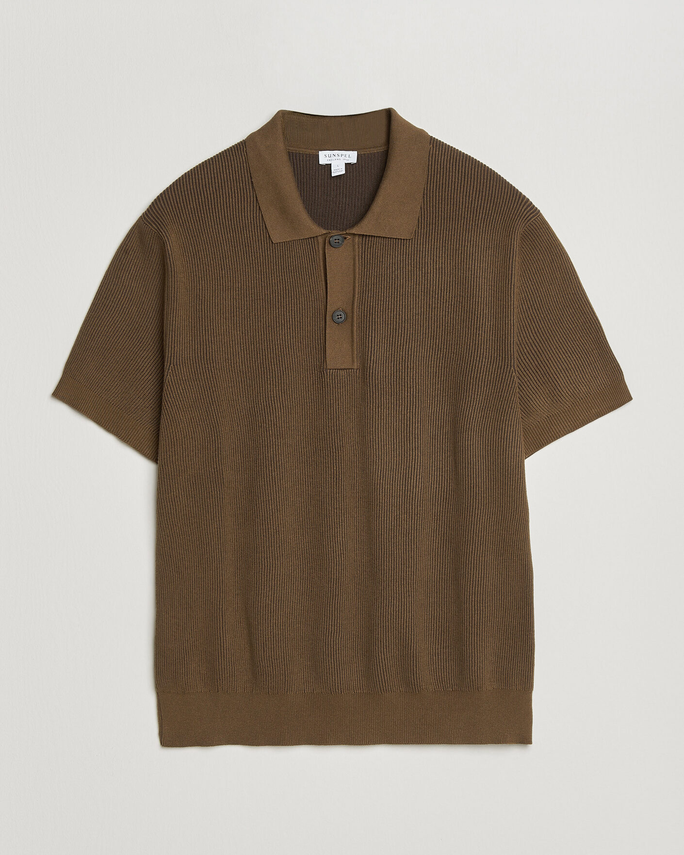 Herre | Pikéer | Sunspel | Knitted Cotton Rib Polo Bronze