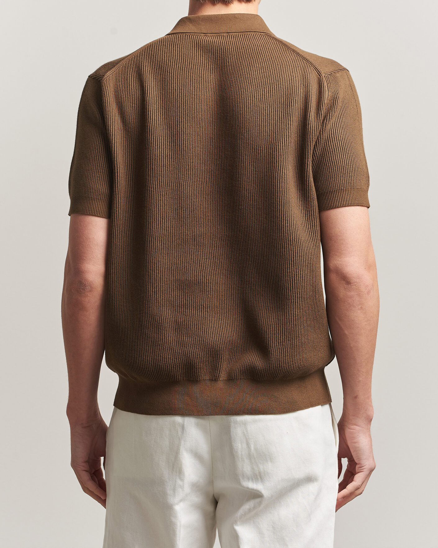 Herre | Pikéer | Sunspel | Knitted Cotton Rib Polo Bronze