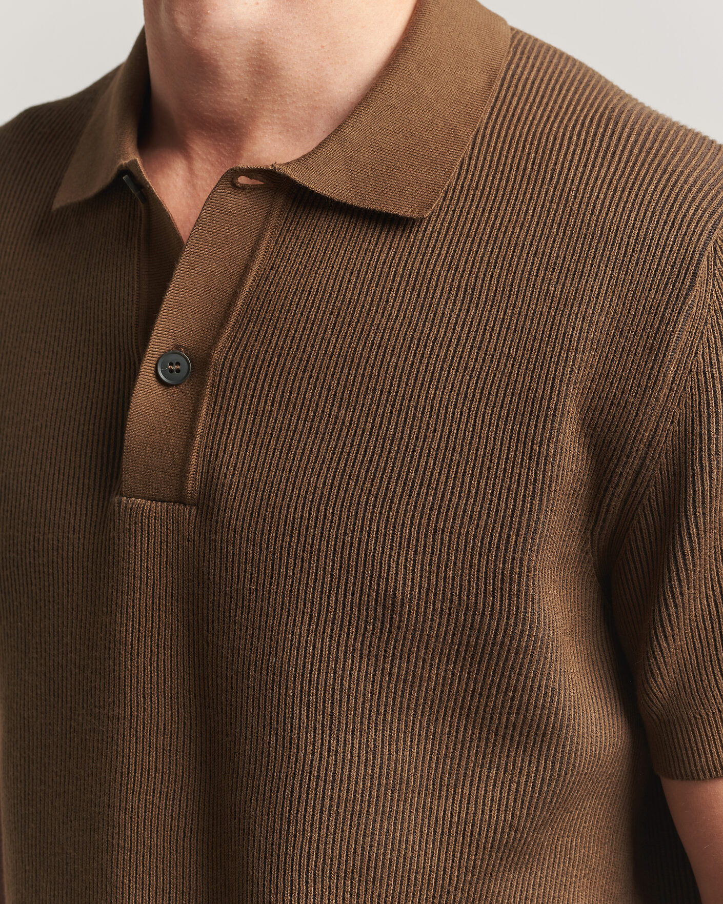 Herre | Pikéer | Sunspel | Knitted Cotton Rib Polo Bronze