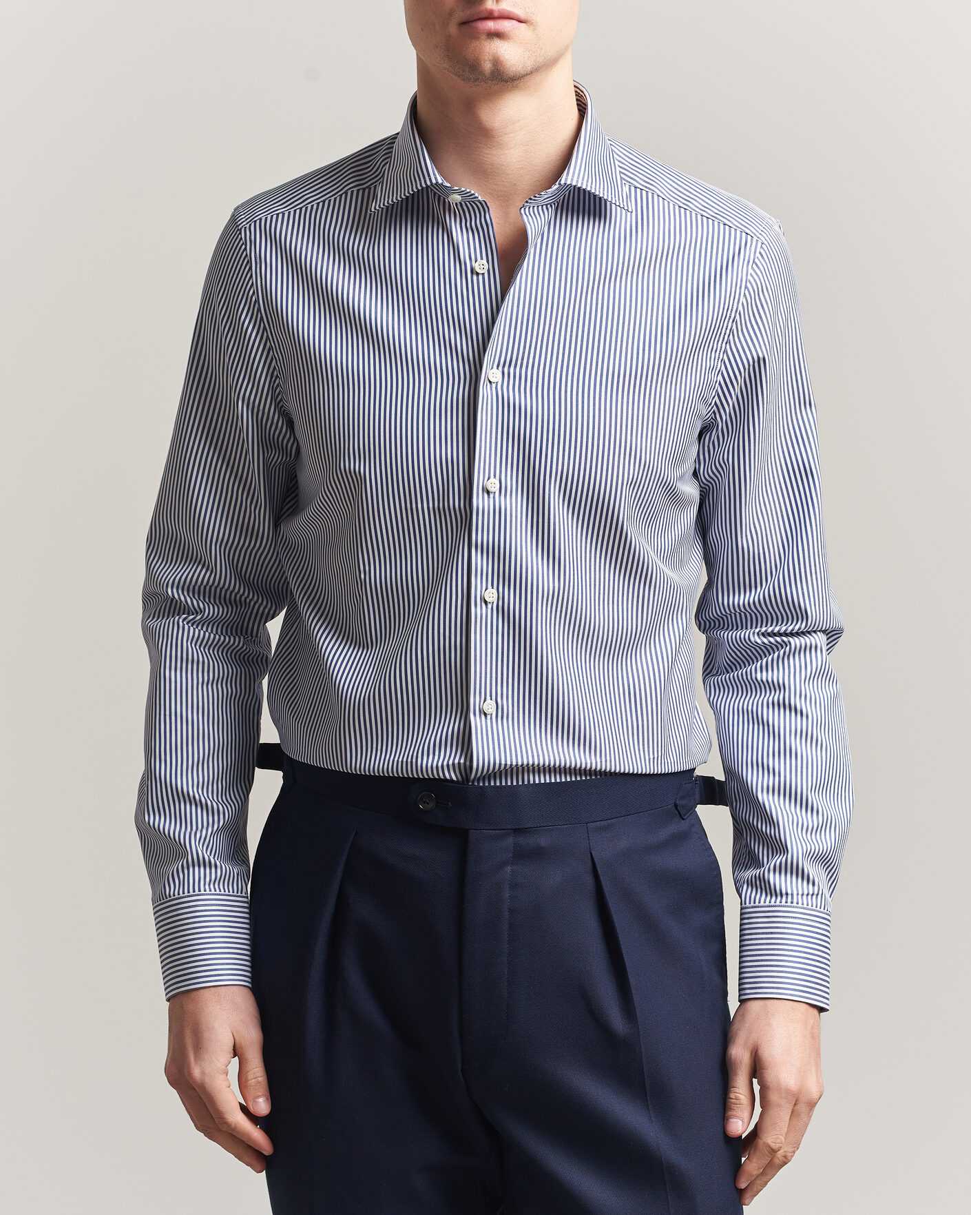 Herre | Skjorter | Stenströms | Slimline Stripe Cut Away Shirt Navy