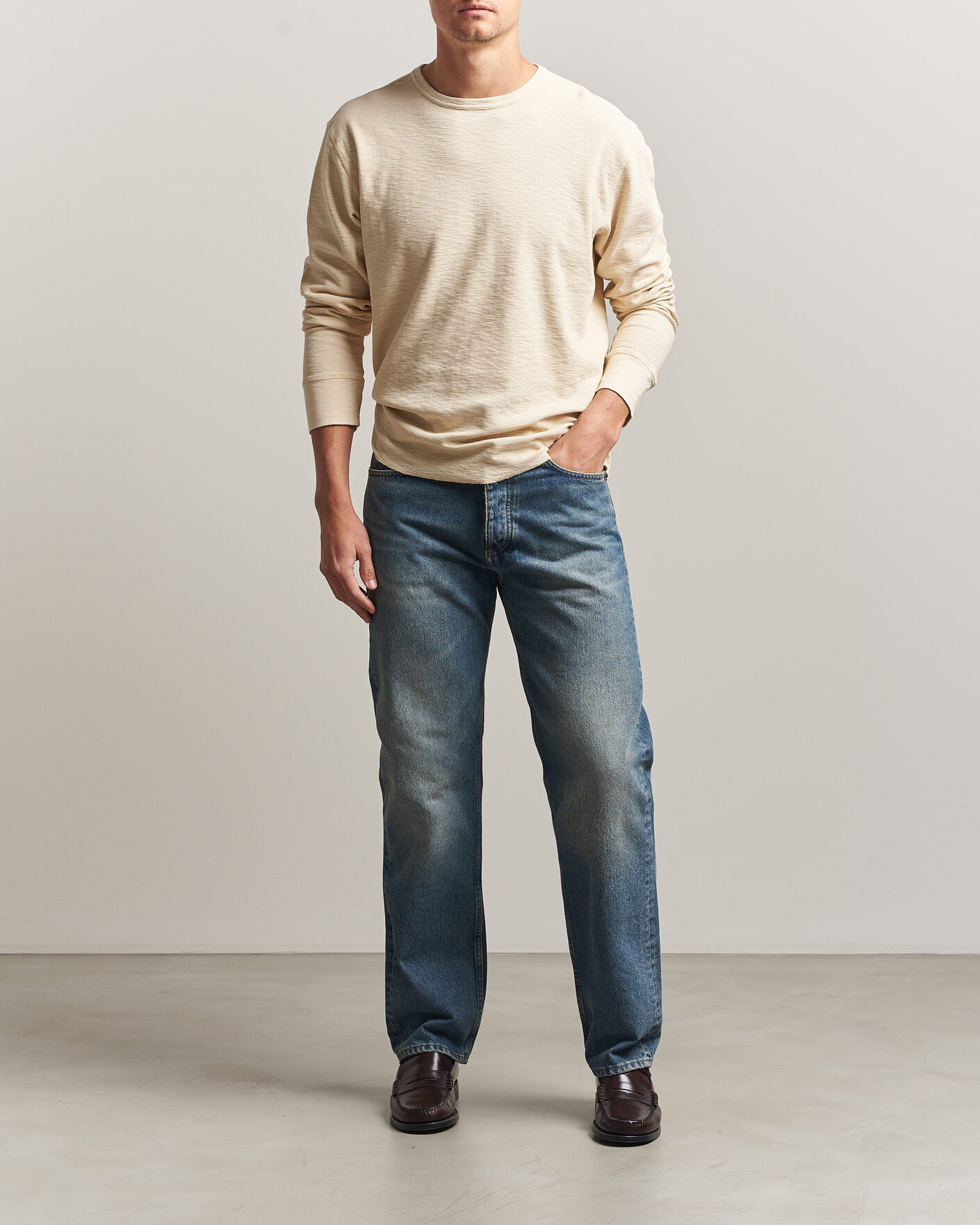 Herre | T-Shirts | Sunflower | Long Sleeve Waffle Tee Beige