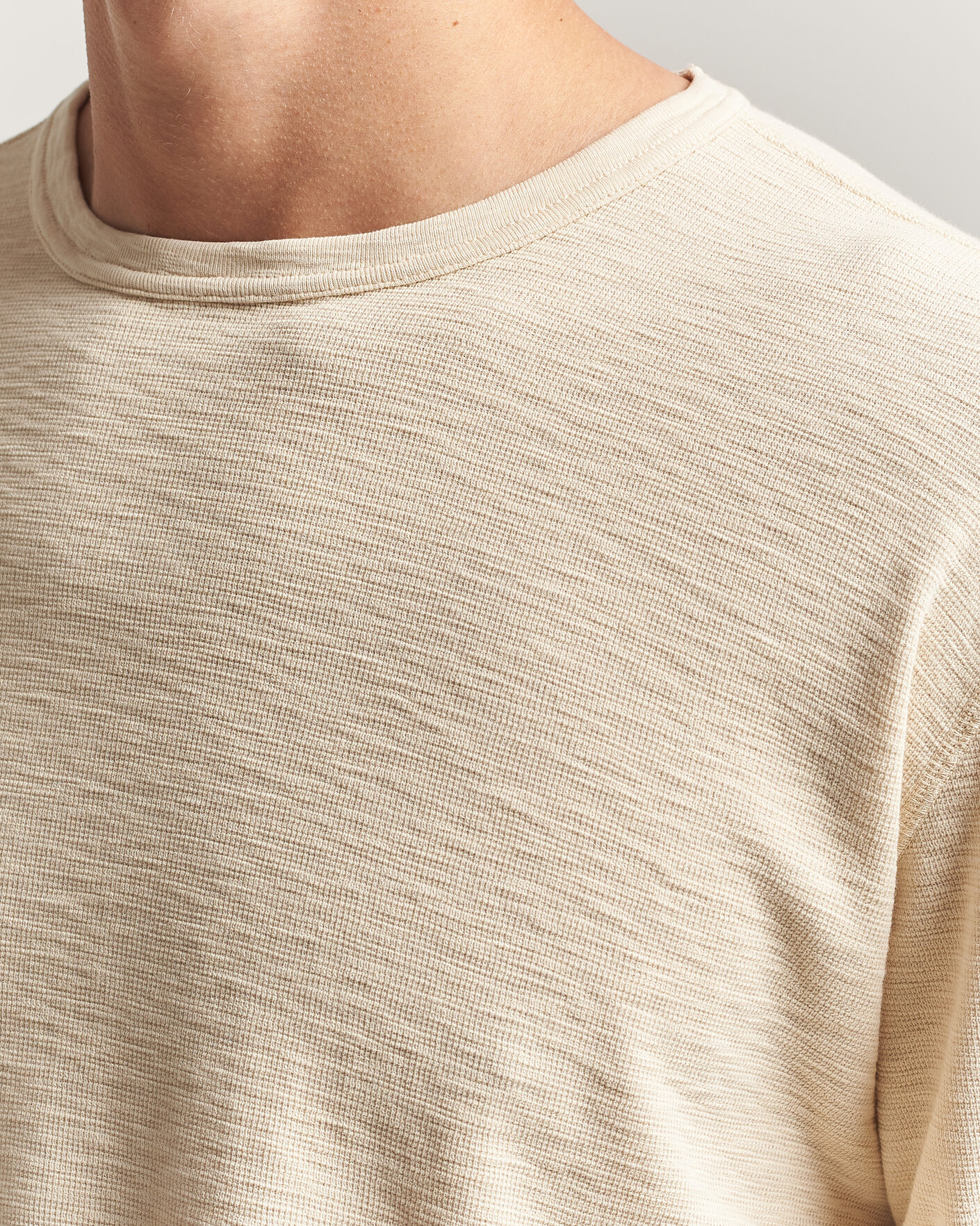 Herre | T-Shirts | Sunflower | Long Sleeve Waffle Tee Beige