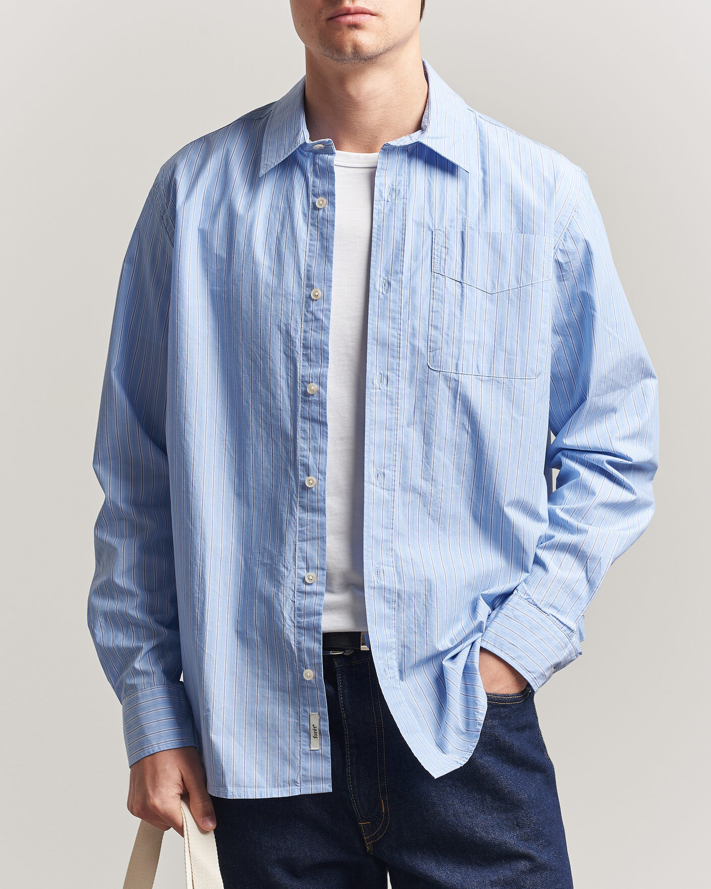 Herre | Skjorter | Forét | Maple Regular Fit Poplin Shirt Light Blue