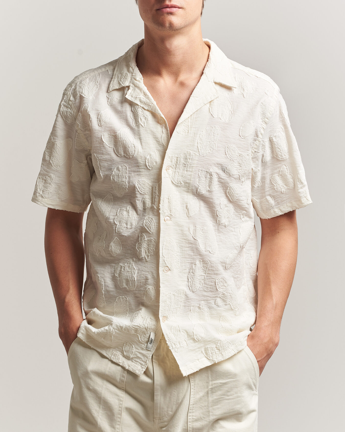 Herre | Skjorter | Forét | Peer Jaquard Short Sleeve Shirt Cloud