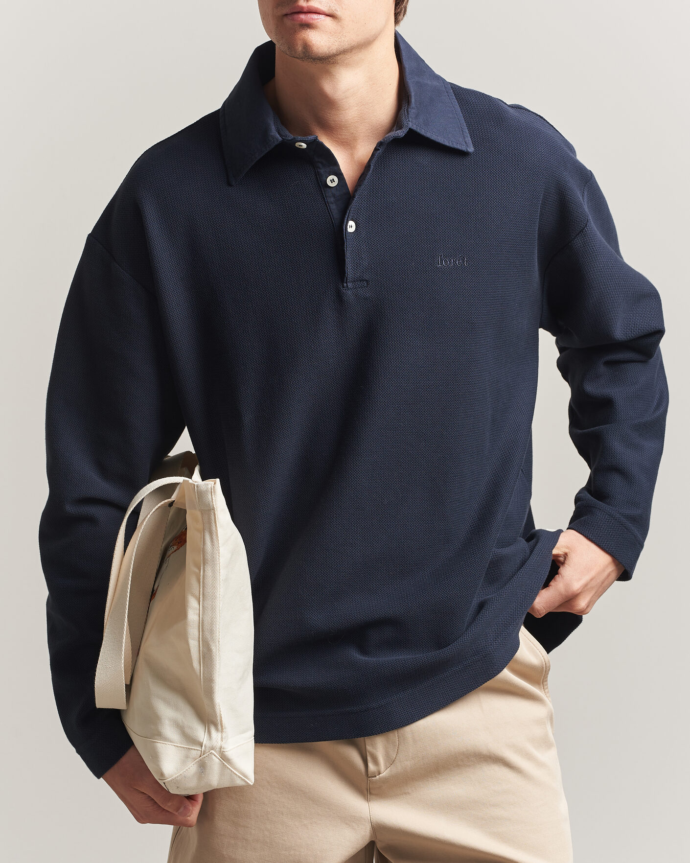 Herre | Gensere | Forét | Herb Textured Knit Polo Navy