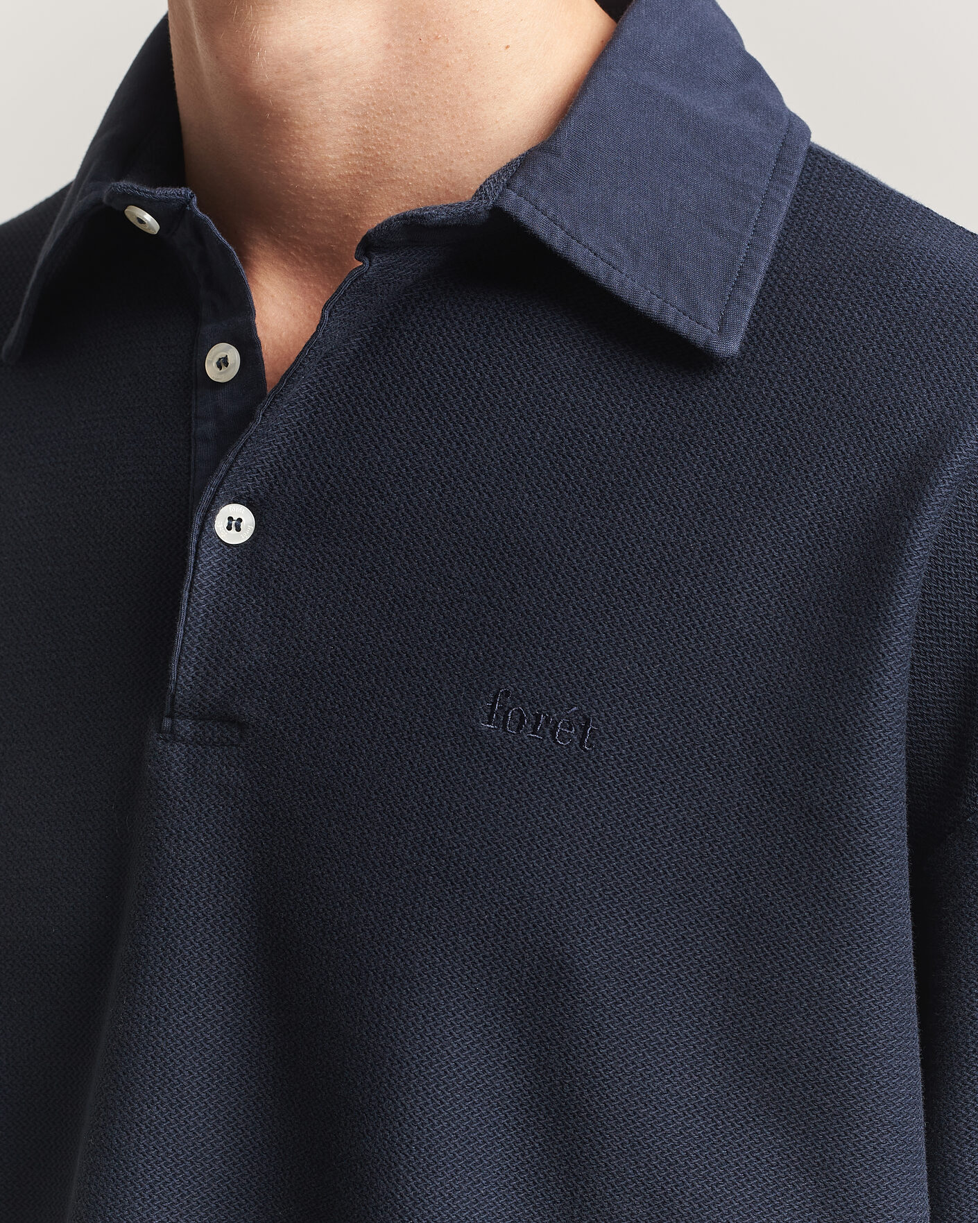 Herre | Gensere | Forét | Herb Textured Knit Polo Navy