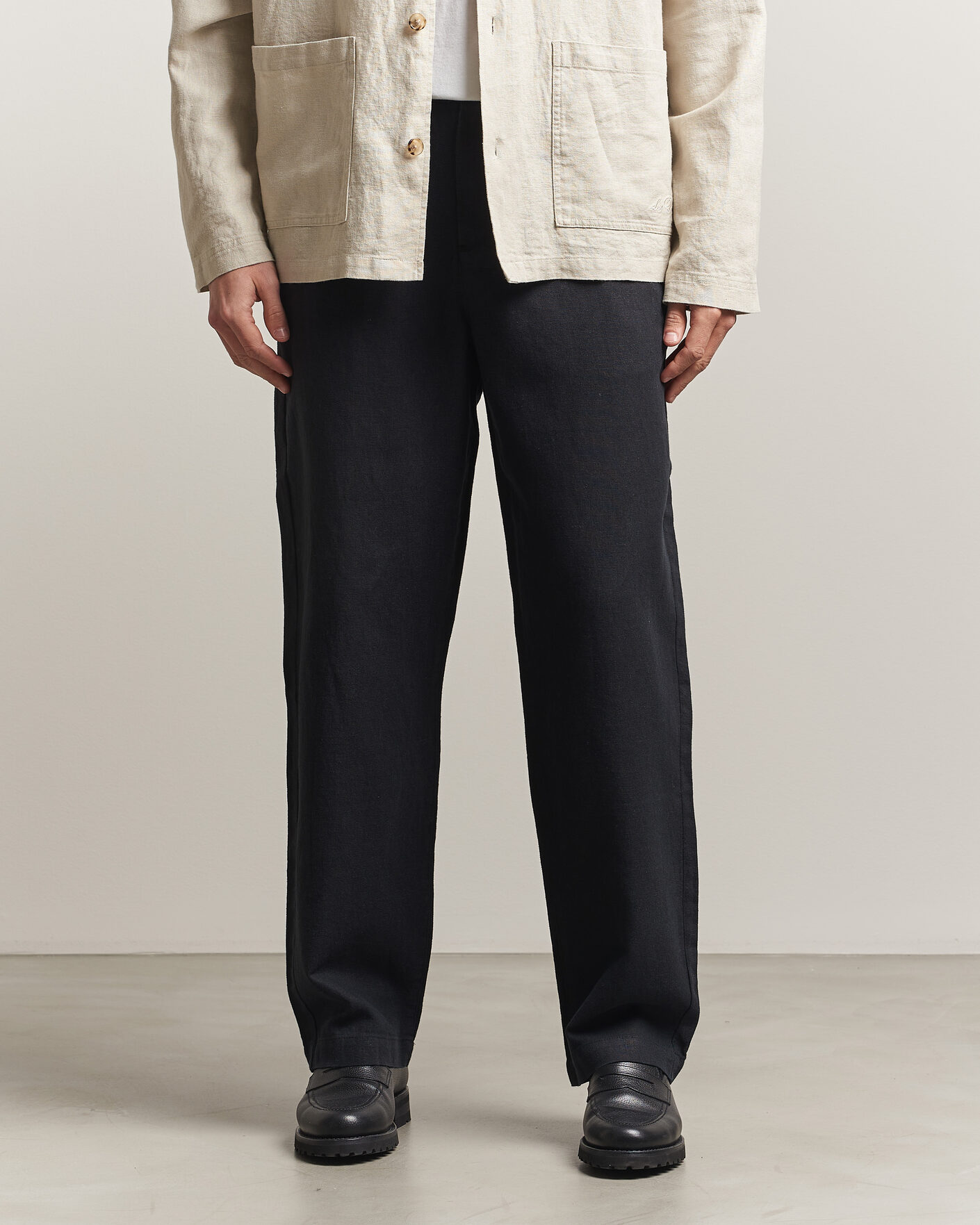 Herre | Bukser | LES DEUX | Linen Comfort Suit Pants Black