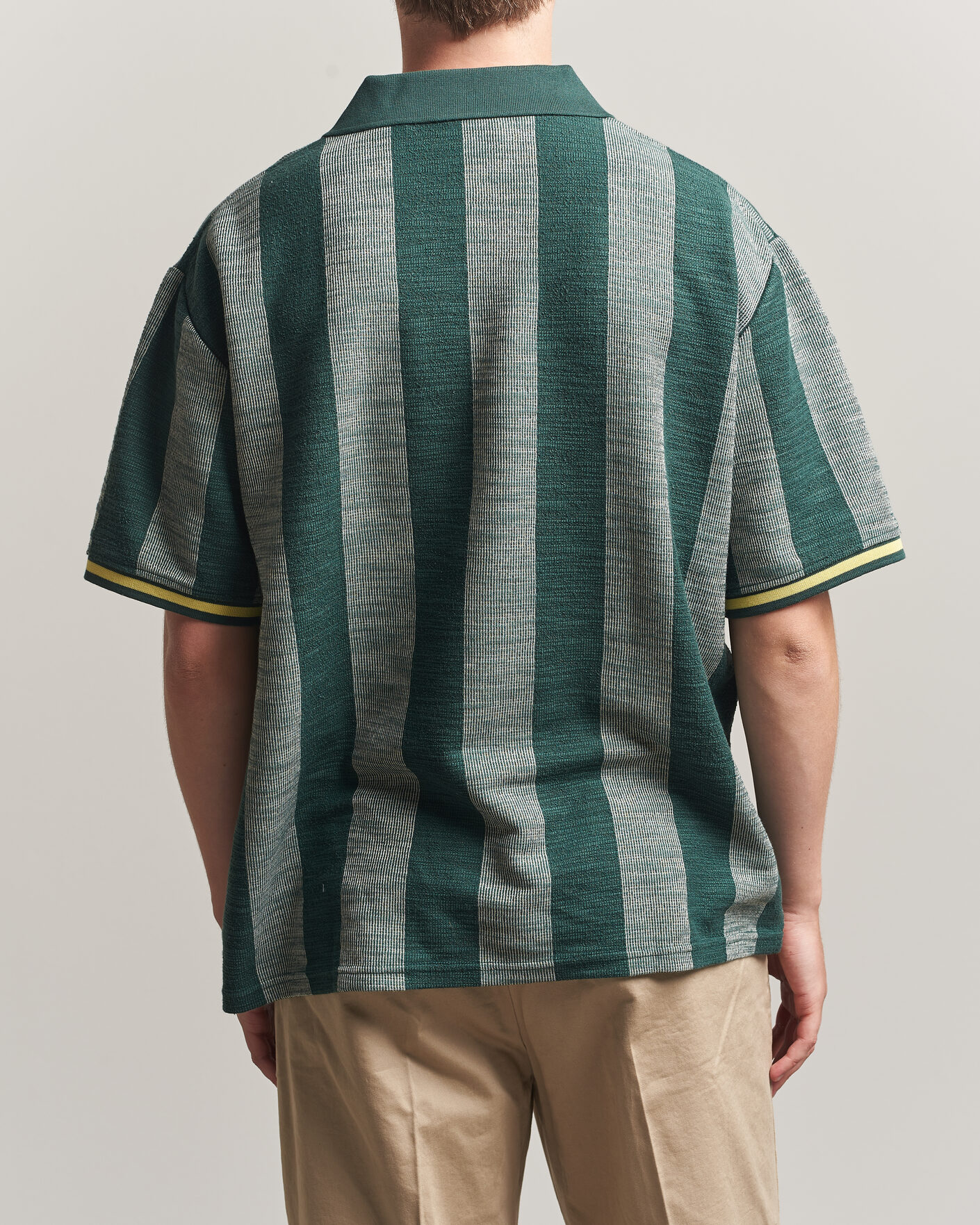 Herre | Pikéer | LES DEUX | Stripe Jacquard Football Jersey Pine Green