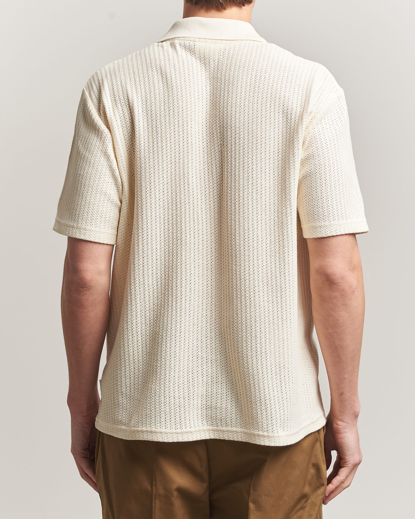 Herre | Skjorter | LES DEUX | Pointelle Short Sleeve Knitted Shirt Eggnog White