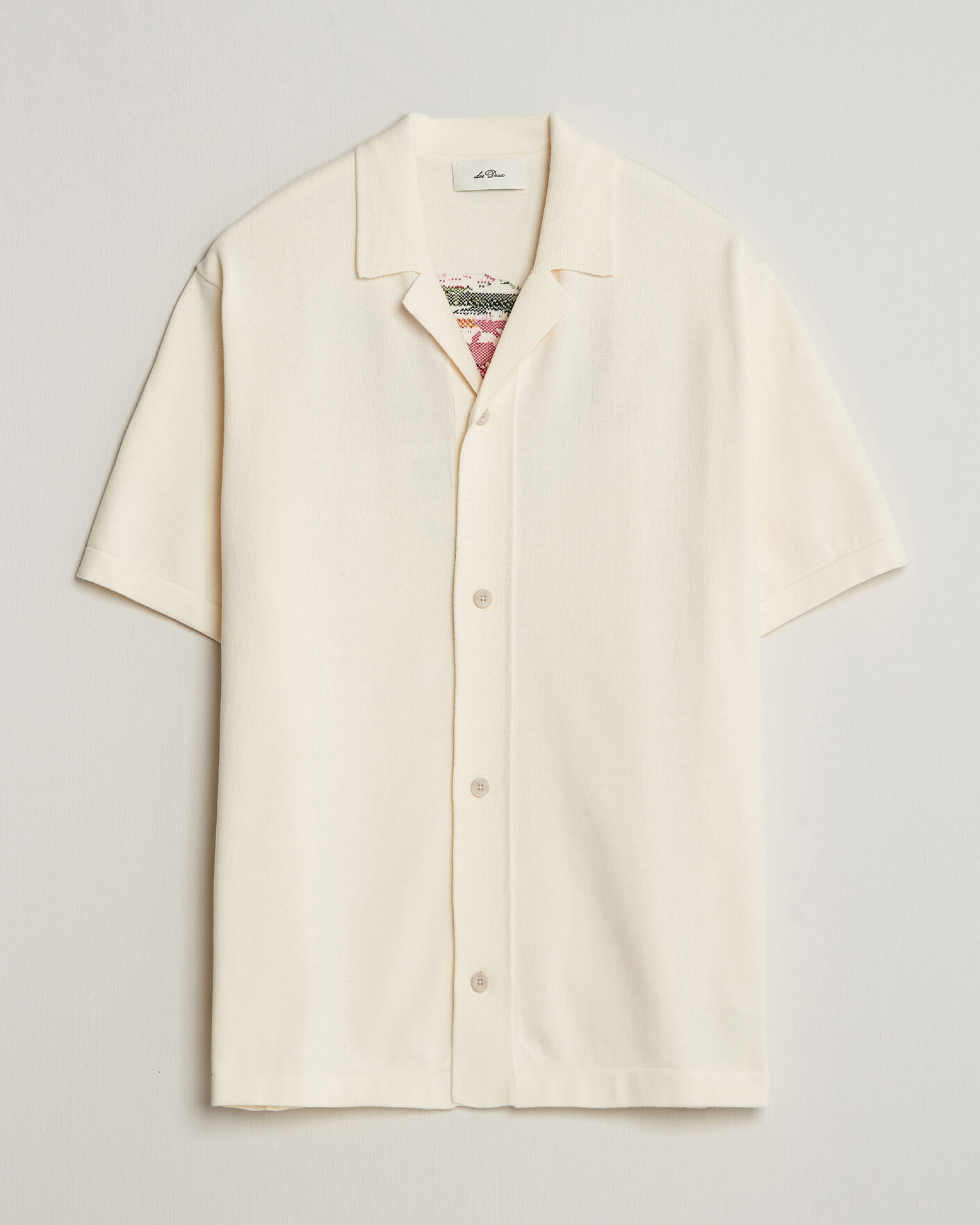 Herre | Skjorter | LES DEUX | Bouquet Knitted Short Sleeve Shirt Eggnog White