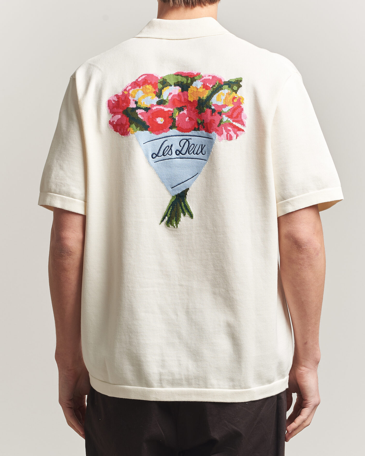 Herre | Skjorter | LES DEUX | Bouquet Knitted Short Sleeve Shirt Eggnog White