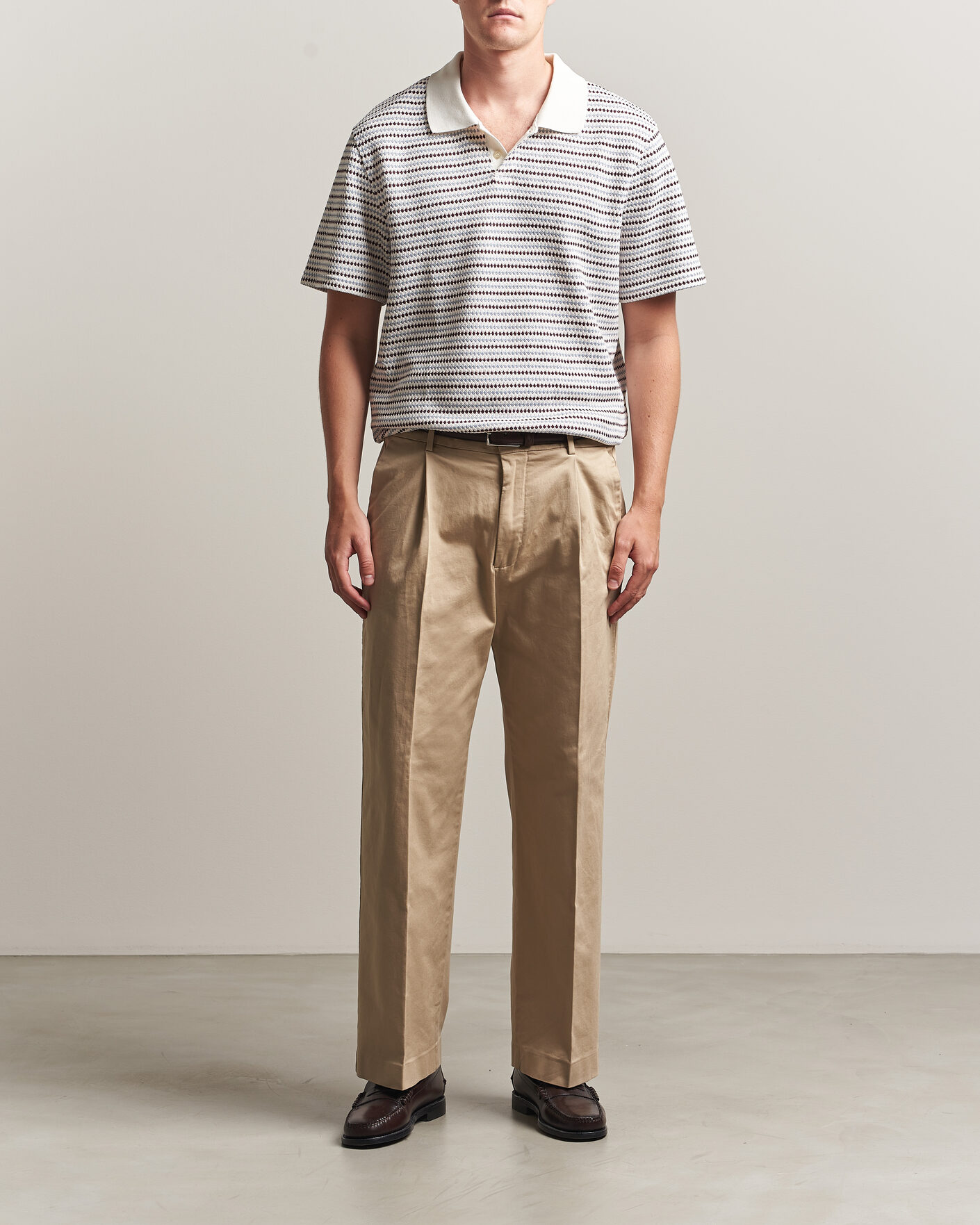 Herre | Pikéer | LES DEUX | Knitted Stripe Polo Eggnog White