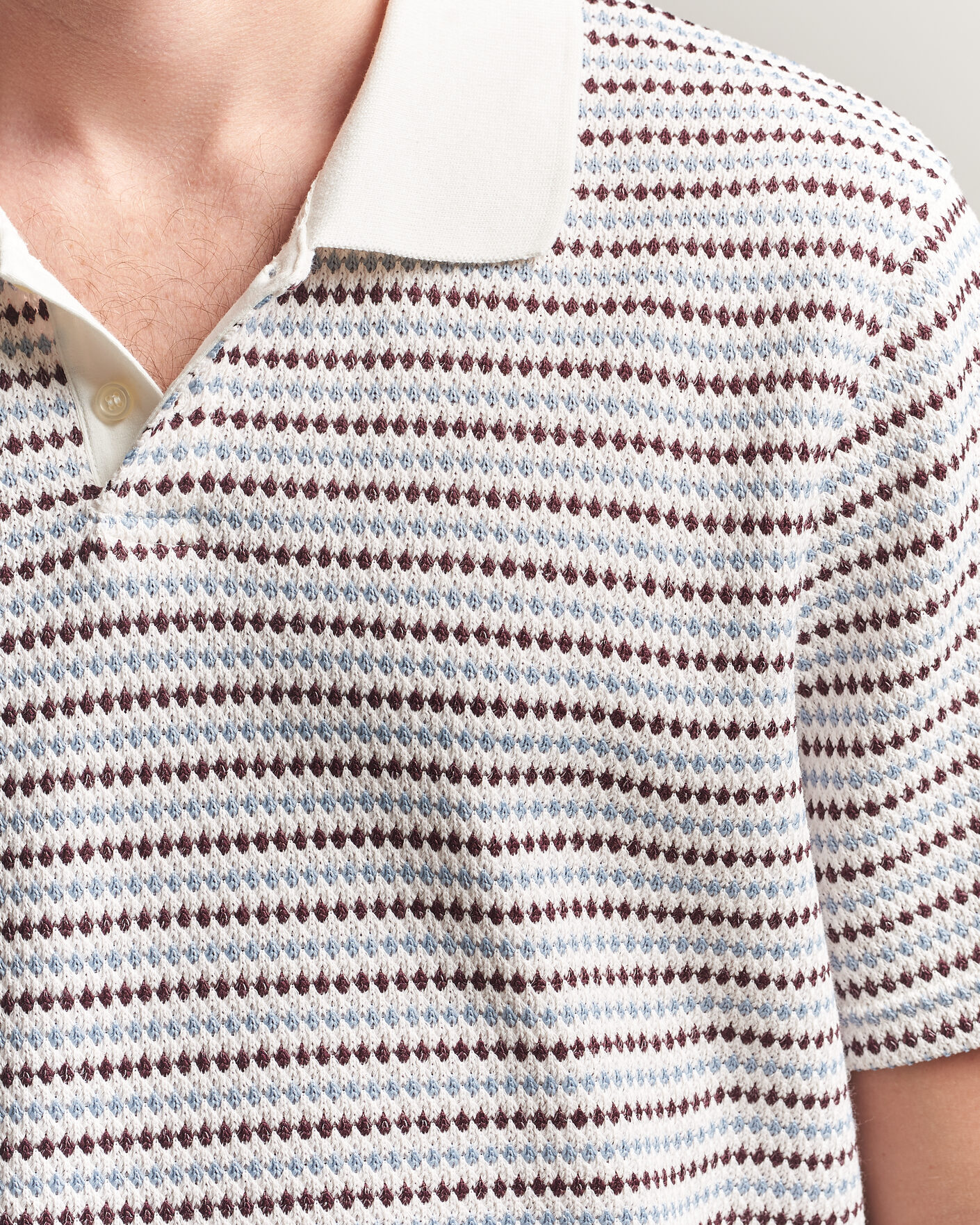 Herre | Pikéer | LES DEUX | Knitted Stripe Polo Eggnog White