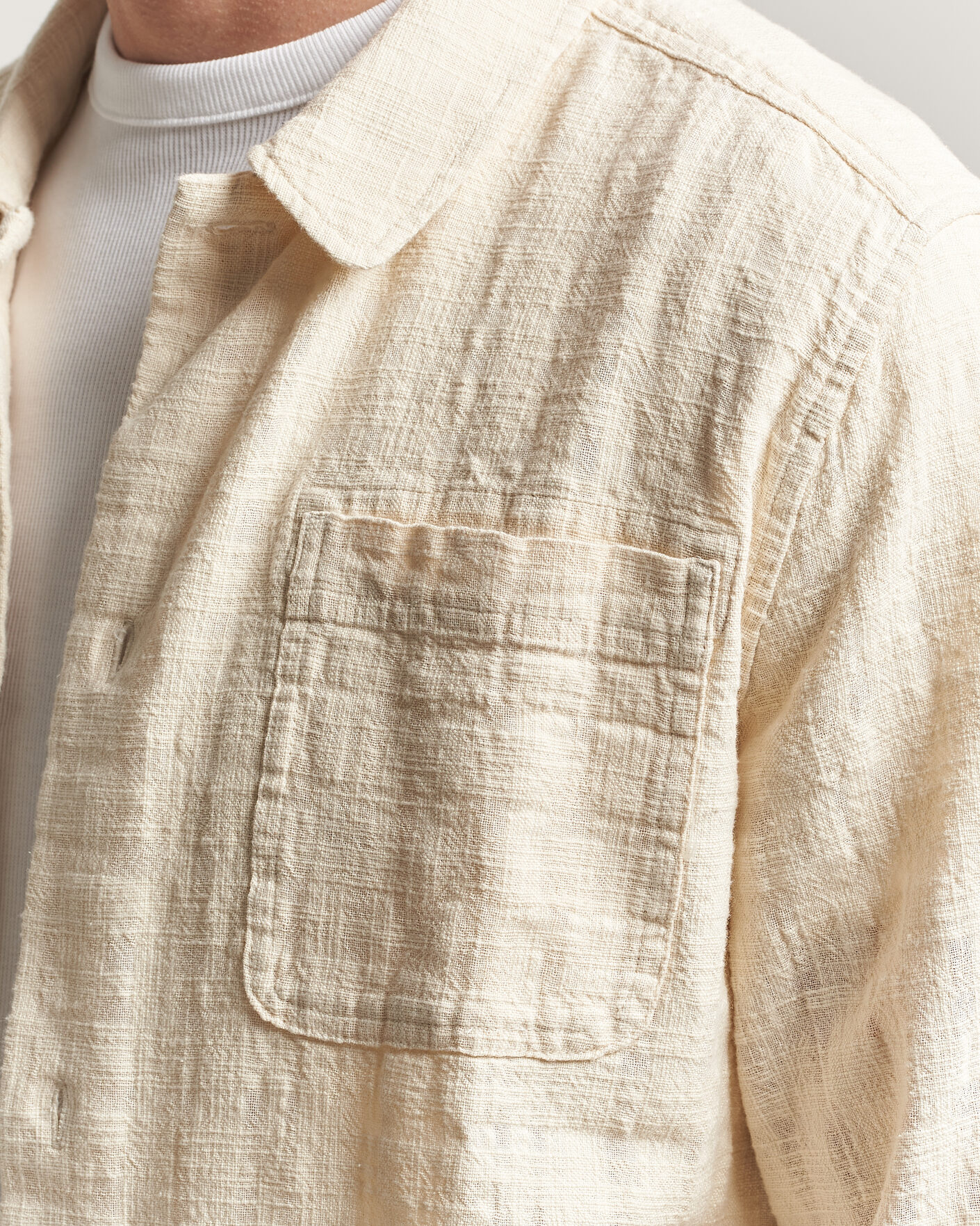 Herre | Skjorter | LES DEUX | Textured Slub Overshirt Ivory