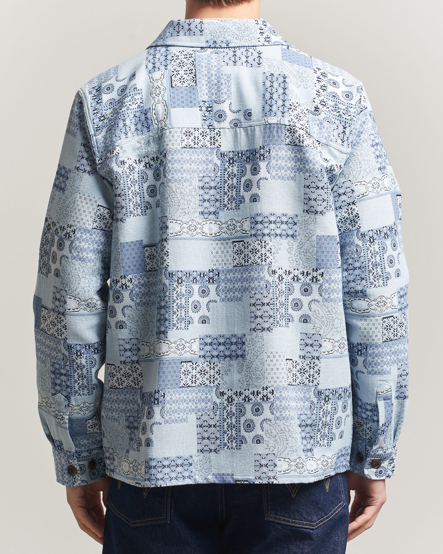 Herre | Skjorter | LES DEUX | Patchwork Jacquard Overshirt Skyway Blue