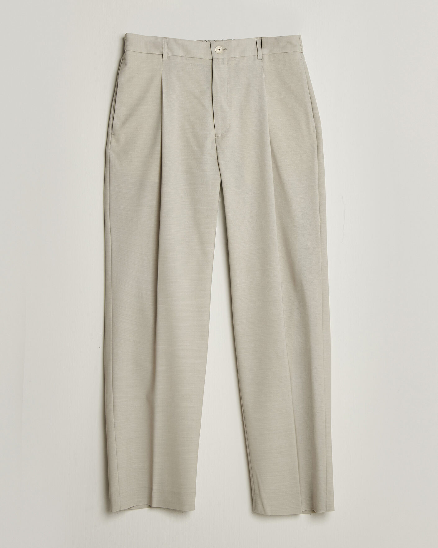 Herre | Bukser | BOSS BLACK | Pat Pleated Wool Trousers Light Beige