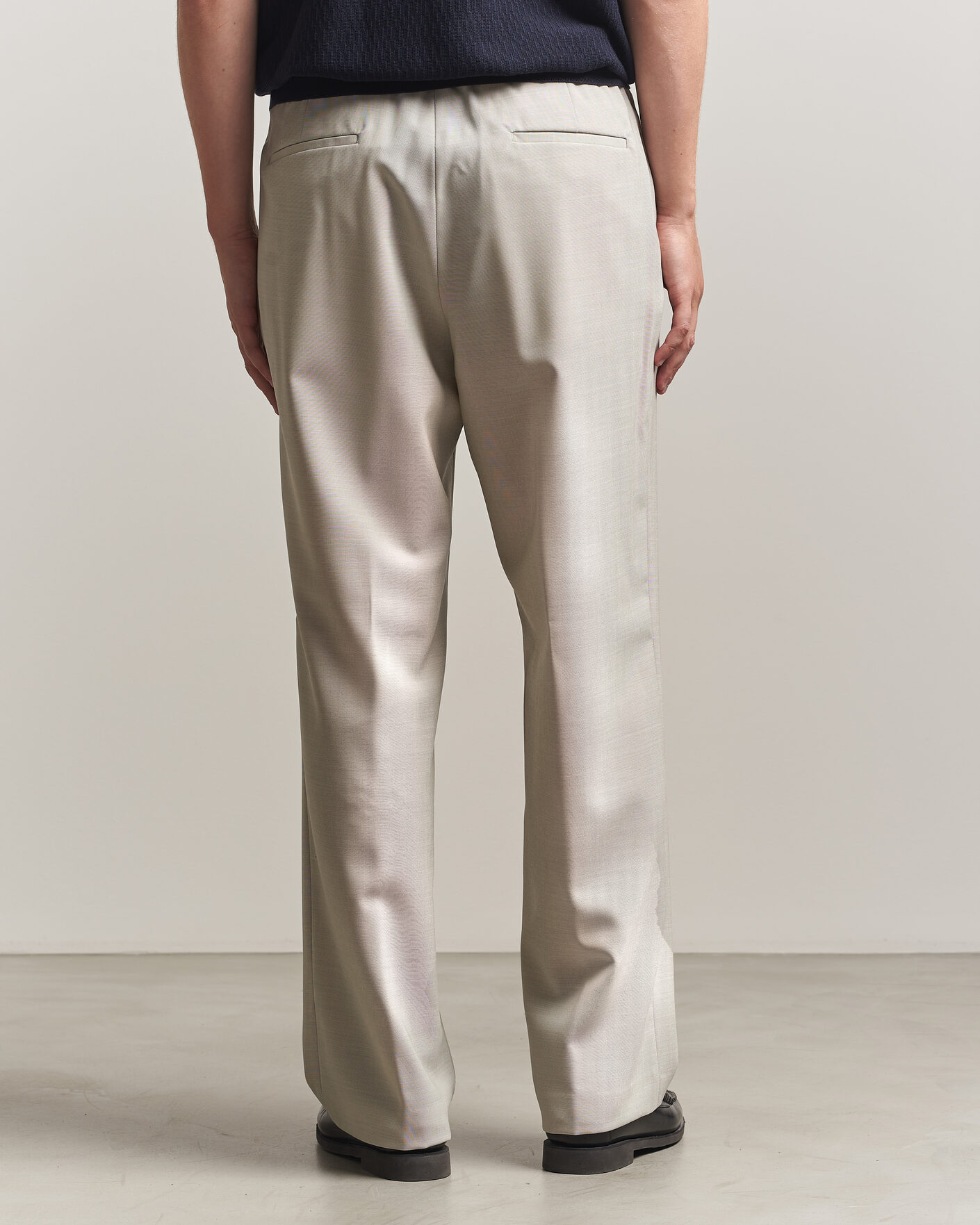 Herre | Bukser | BOSS BLACK | Pat Pleated Wool Trousers Light Beige