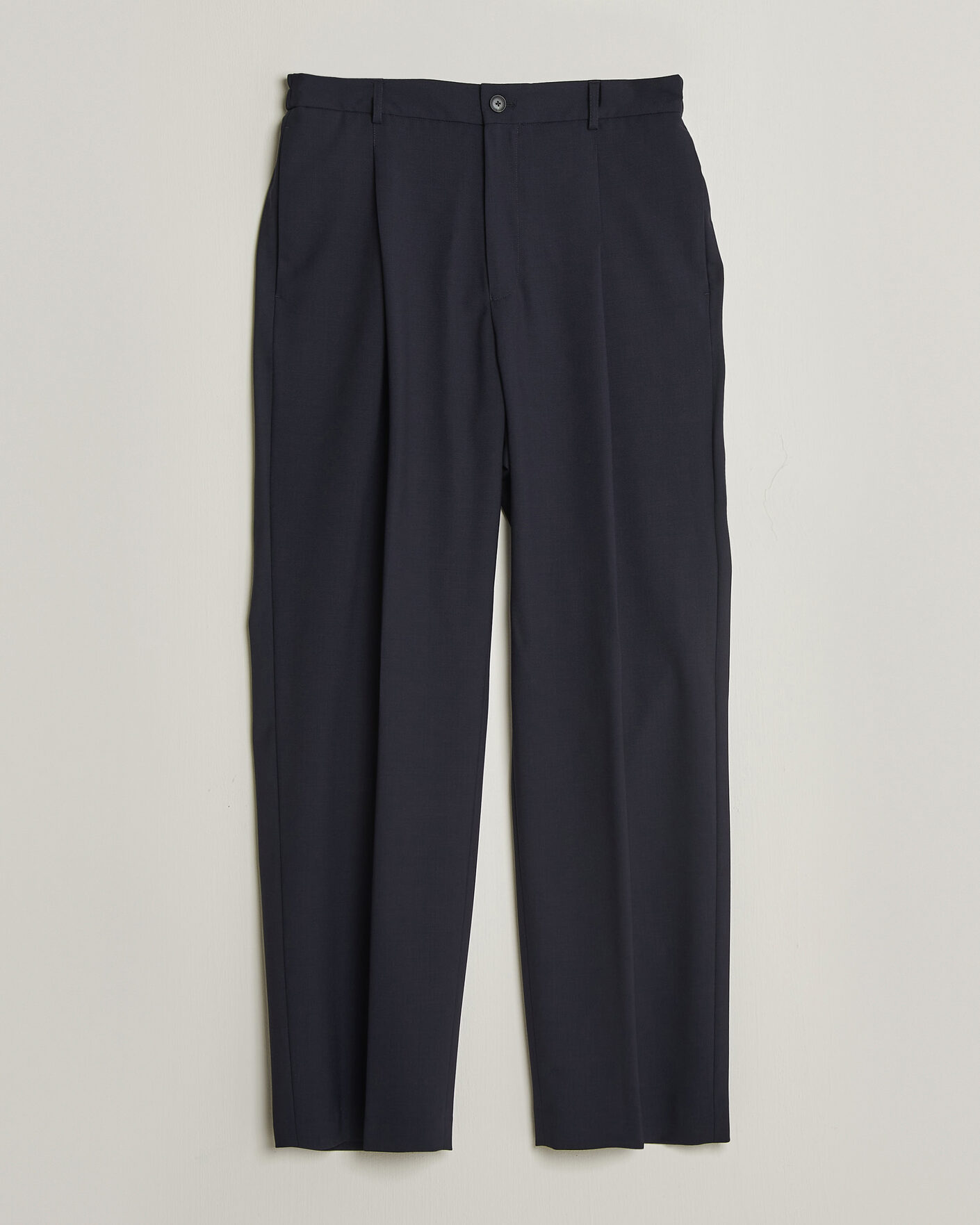 Herre | Bukser | BOSS BLACK | Pat Pleated Wool Trousers Dark Blue