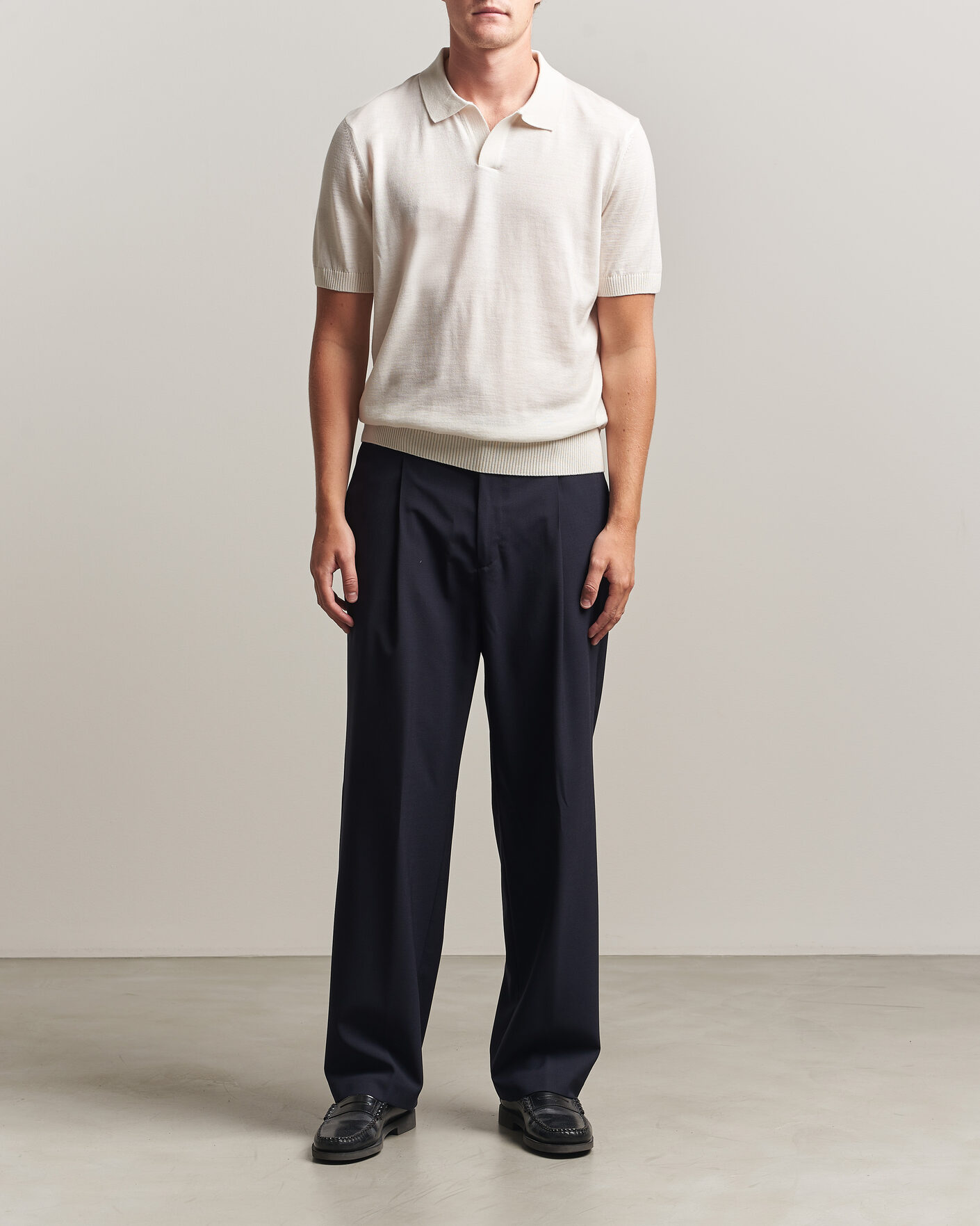 Herre | Bukser | BOSS BLACK | Pat Pleated Wool Trousers Dark Blue