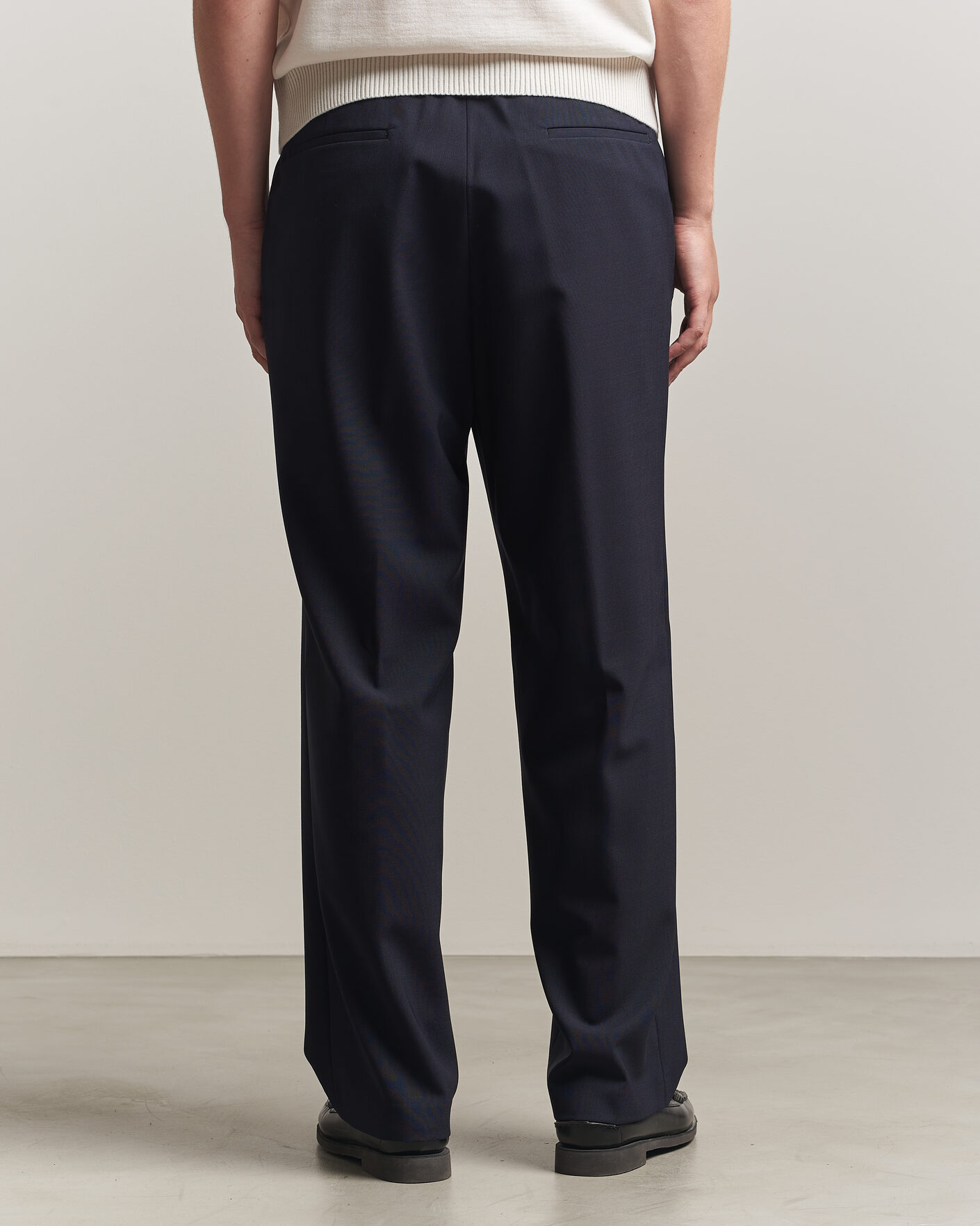 Herre | Bukser | BOSS BLACK | Pat Pleated Wool Trousers Dark Blue