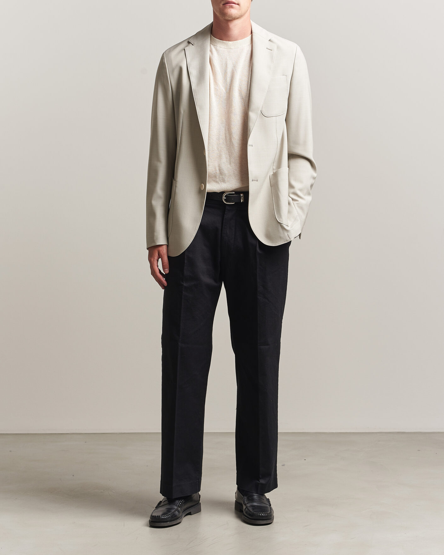 Herre | Dressjakker | BOSS BLACK | Hanry Wool Patch Pocket Blazer Light Beige