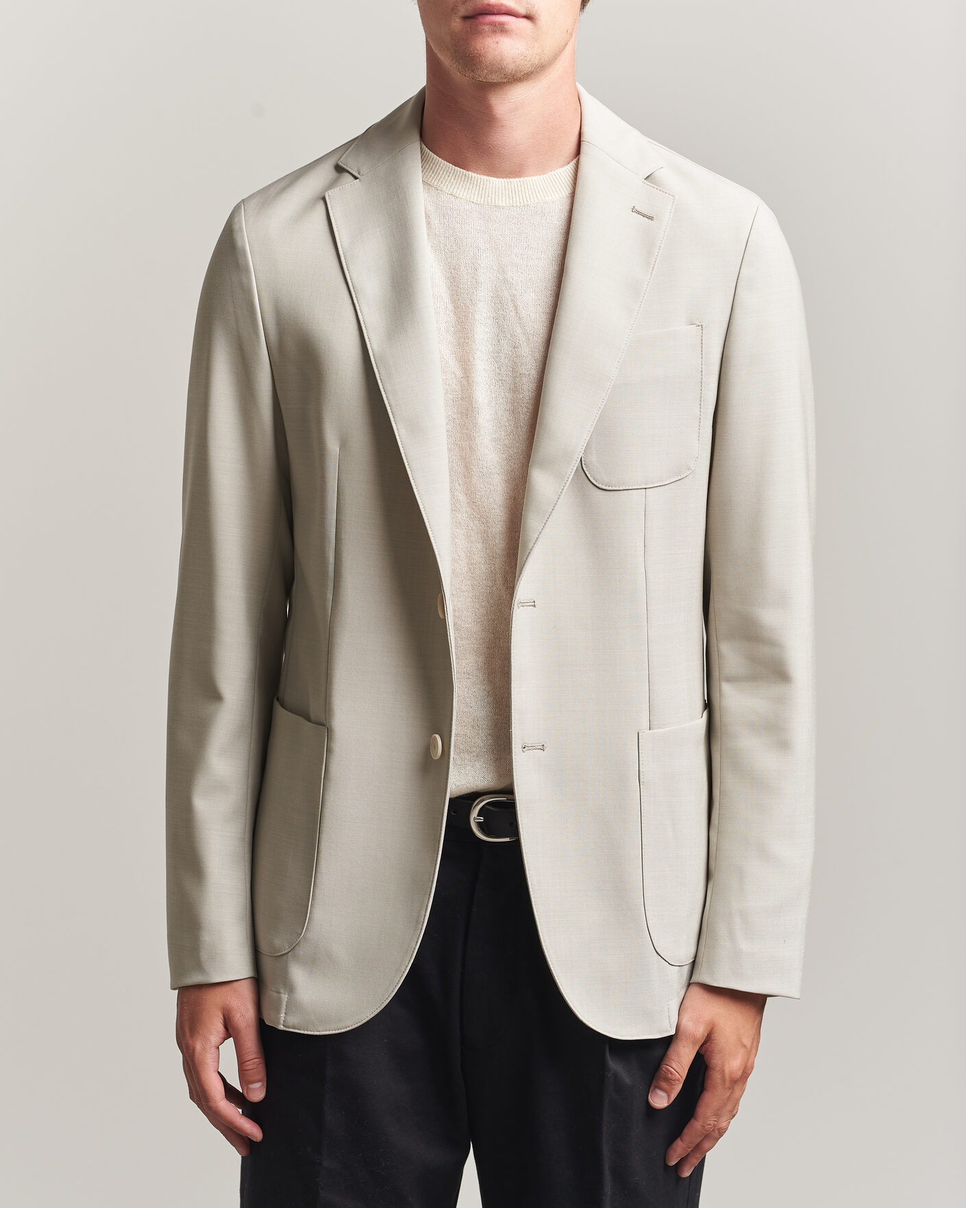 Herre | Dressjakker | BOSS BLACK | Hanry Wool Patch Pocket Blazer Light Beige