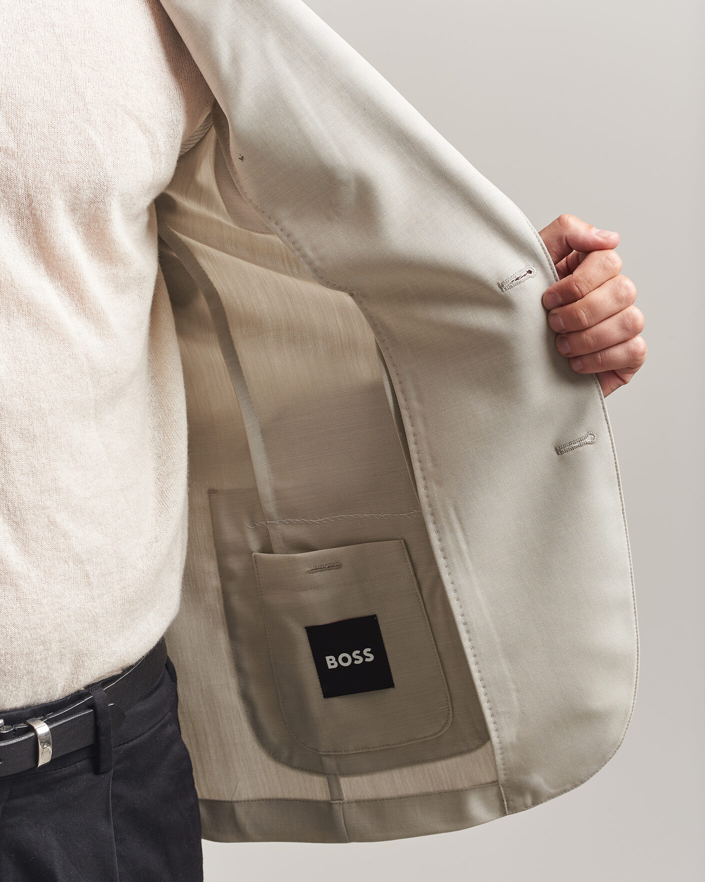 Herre | Dressjakker | BOSS BLACK | Hanry Wool Patch Pocket Blazer Light Beige