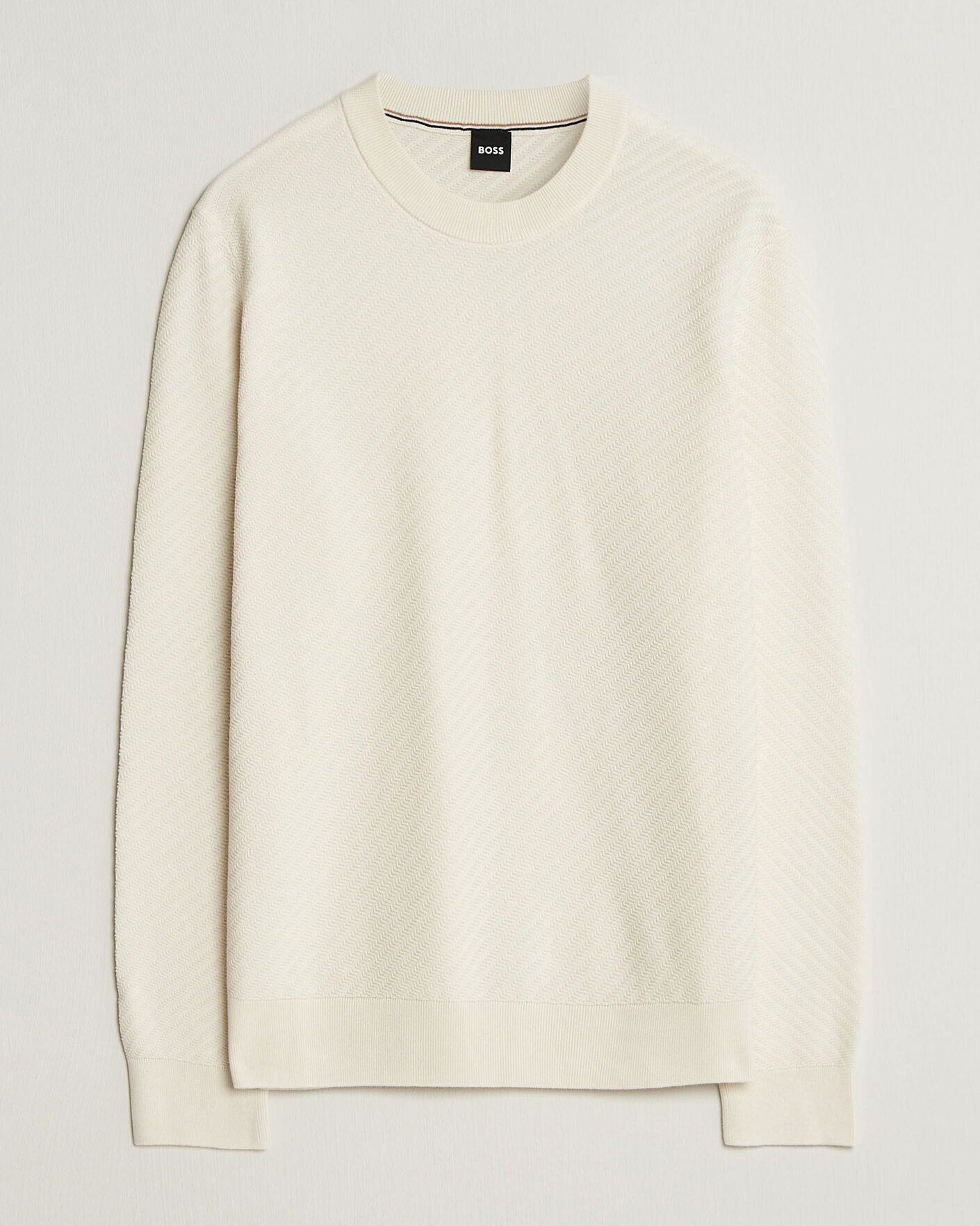 Herre | Gensere | BOSS BLACK | Lofranco Structured Knitted Sweater Open White