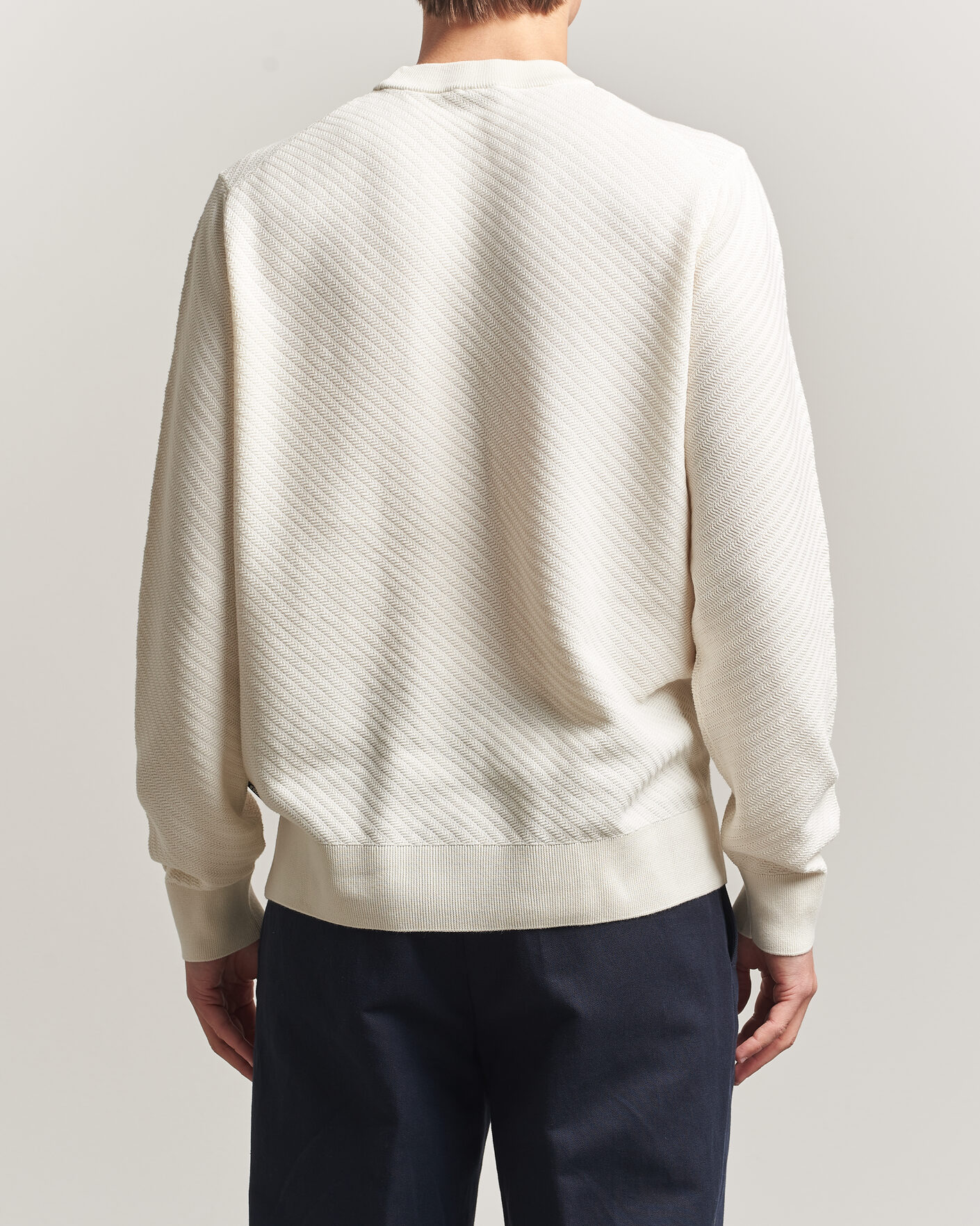 Herre | Gensere | BOSS BLACK | Lofranco Structured Knitted Sweater Open White