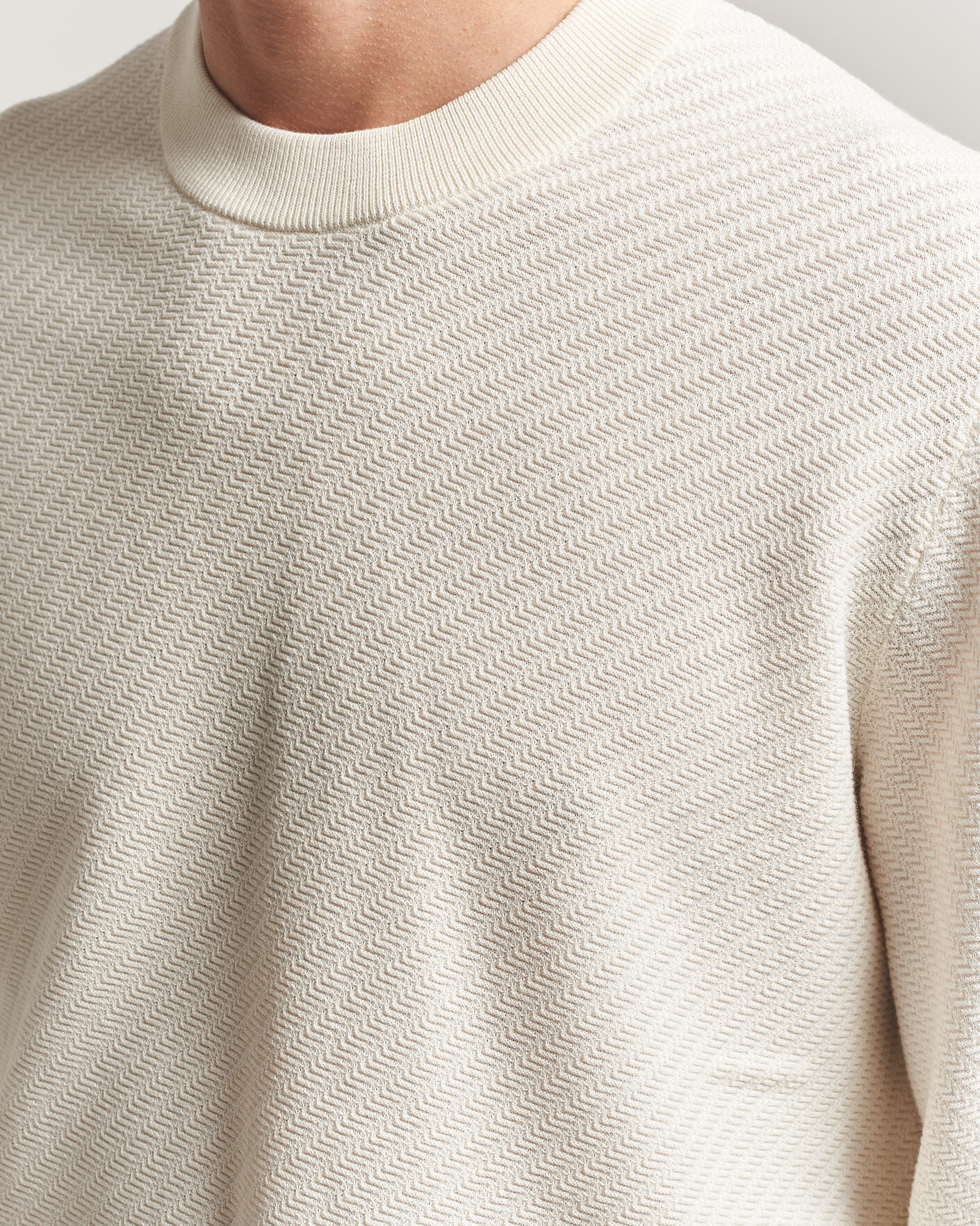 Herre | Gensere | BOSS BLACK | Lofranco Structured Knitted Sweater Open White