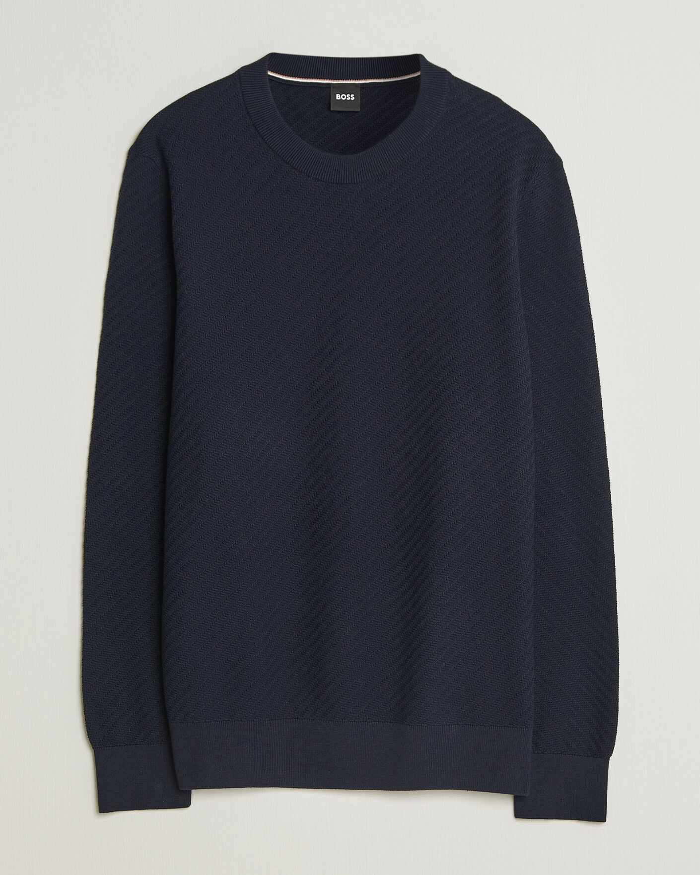 Herre | Gensere | BOSS BLACK | Lofranco Structured Knitted Sweater Dark Blue