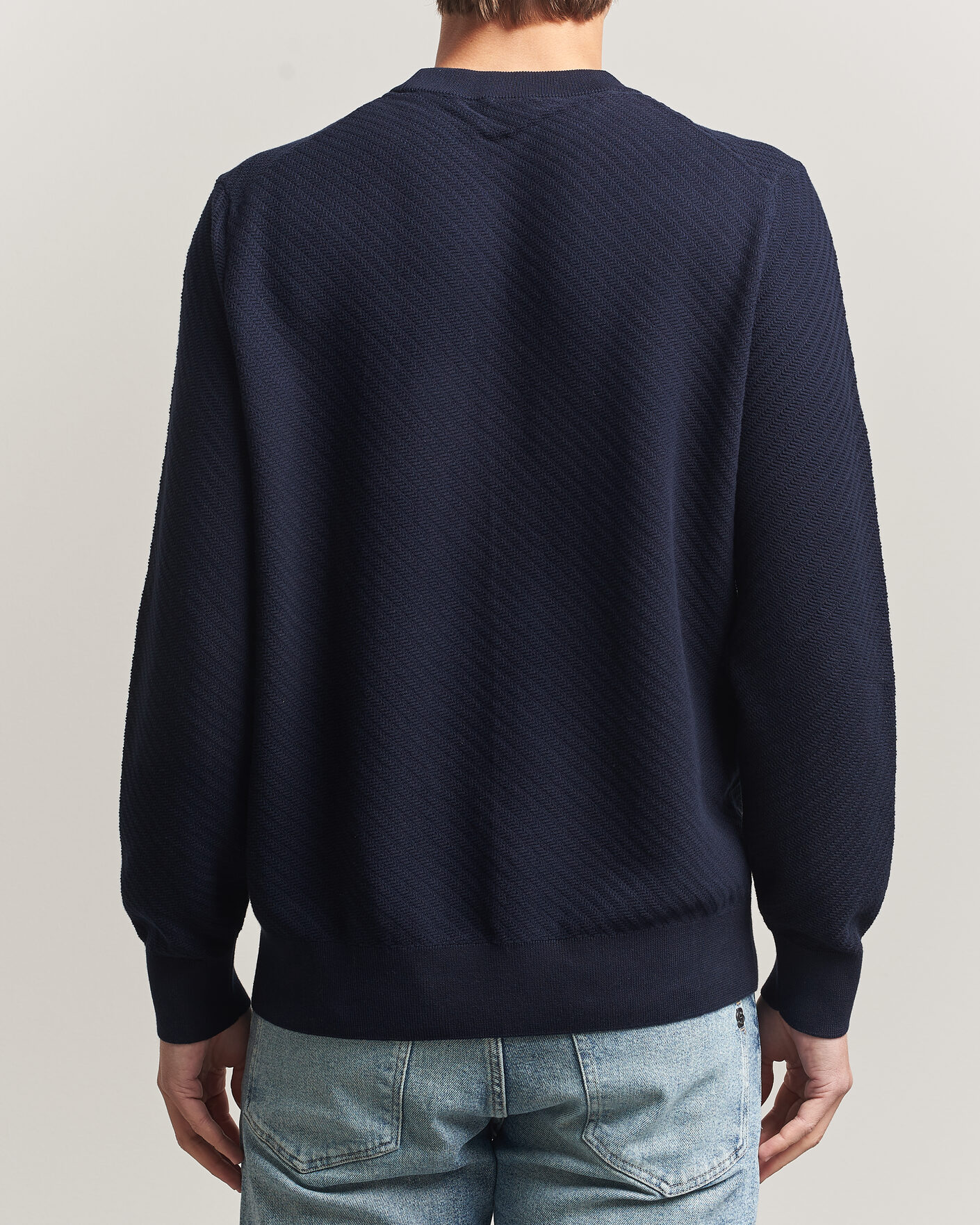 Herre | Gensere | BOSS BLACK | Lofranco Structured Knitted Sweater Dark Blue